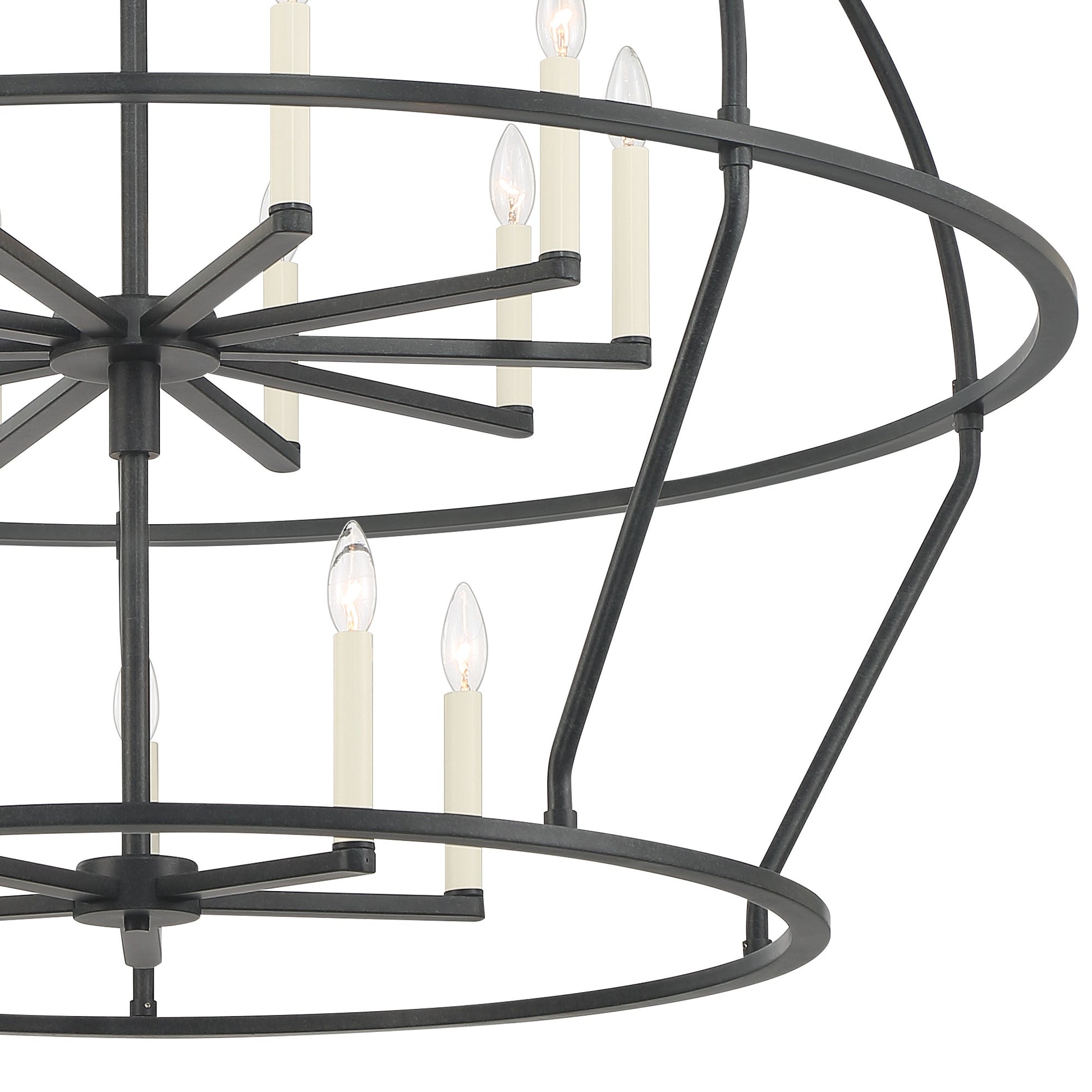 Crystorama Abbott ABB-3029-BK – 48 Inch – 15 Light – Chandelier – Black – Dry Rated