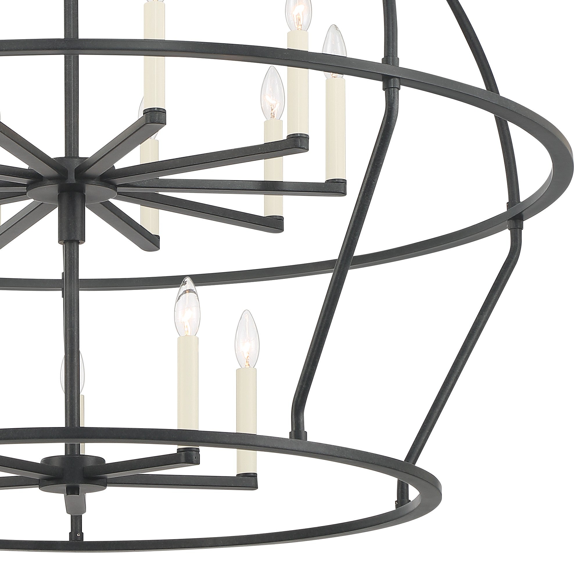Crystorama Abbott ABB-3029-BK – 48 Inch – 15 Light – Chandelier – Black – Dry Rated