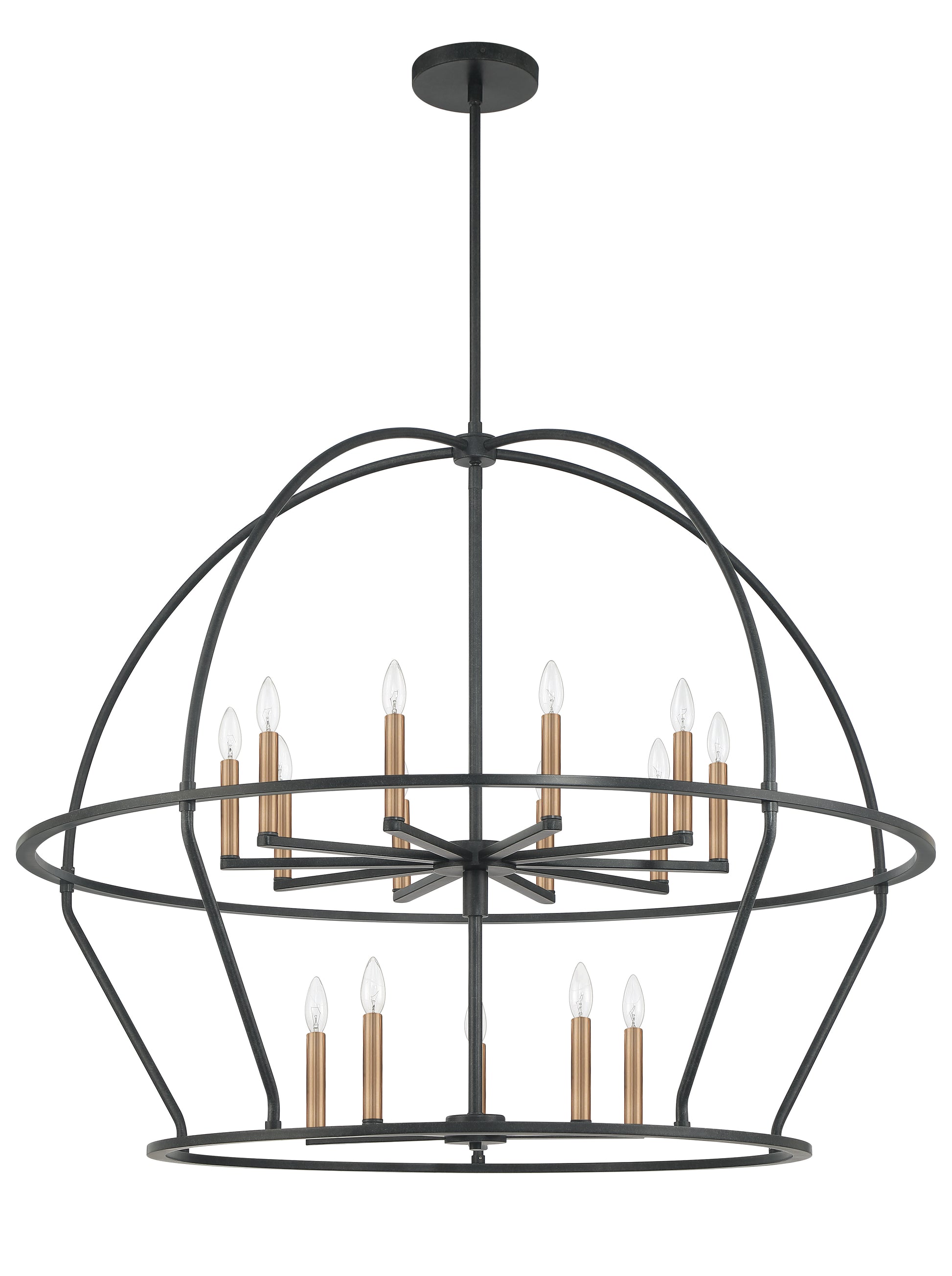 Crystorama Abbott ABB-3029-BK – 48 Inch – 15 Light – Chandelier – Black – Dry Rated