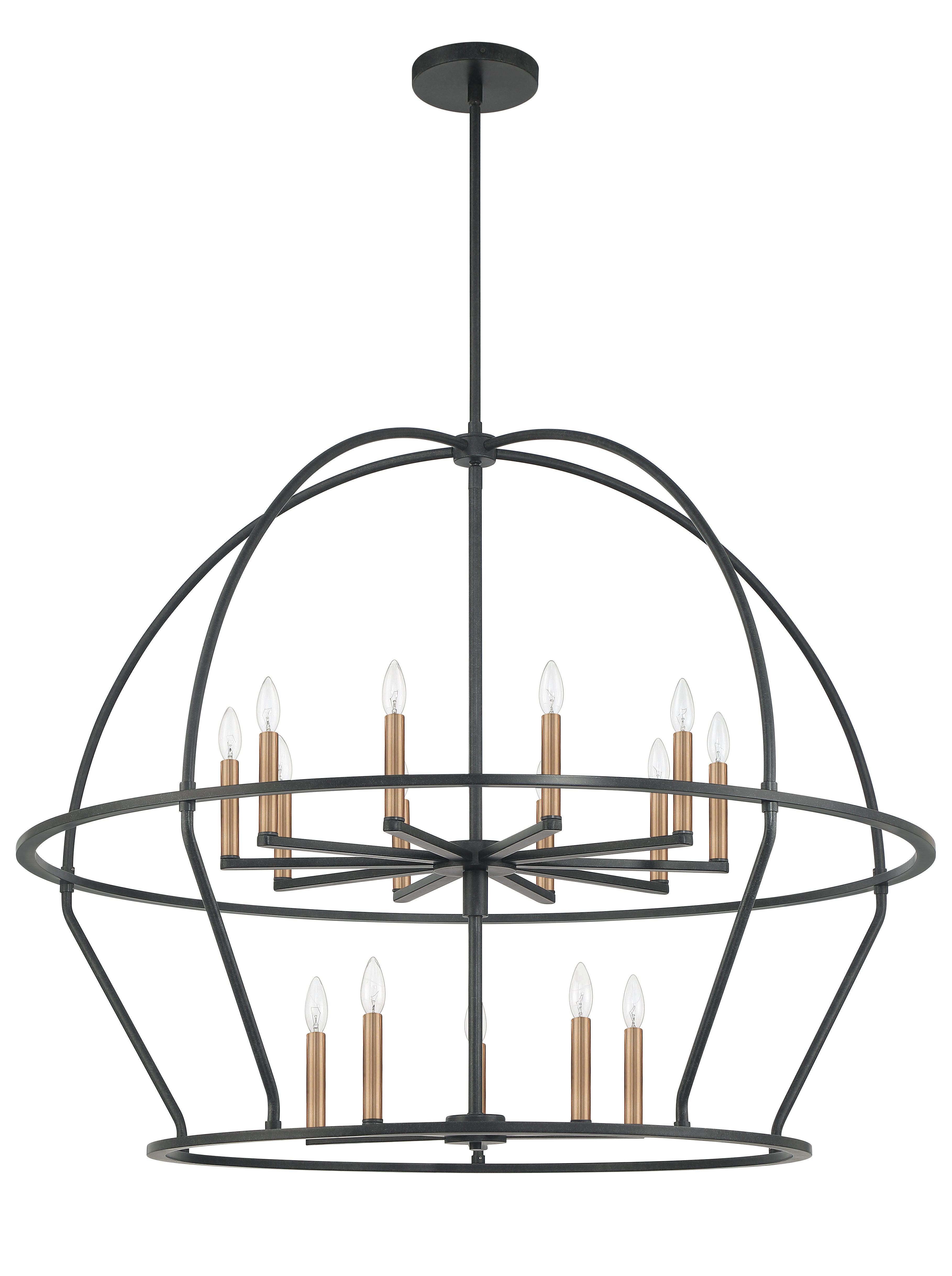 Crystorama Abbott ABB-3029-BK – 48 Inch – 15 Light – Chandelier – Black – Dry Rated