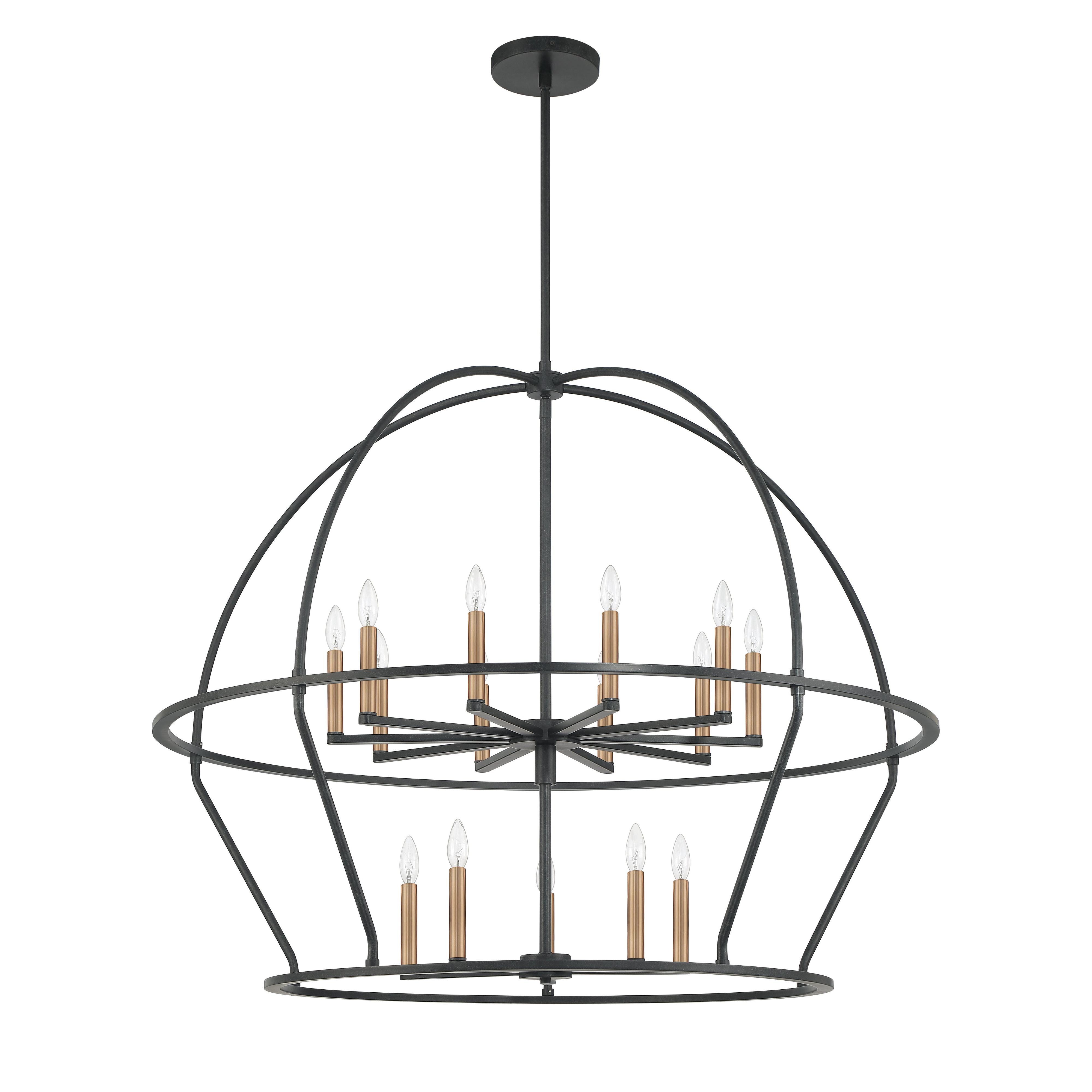 Crystorama Abbott ABB-3029-BK – 48 Inch – 15 Light – Chandelier – Black – Dry Rated