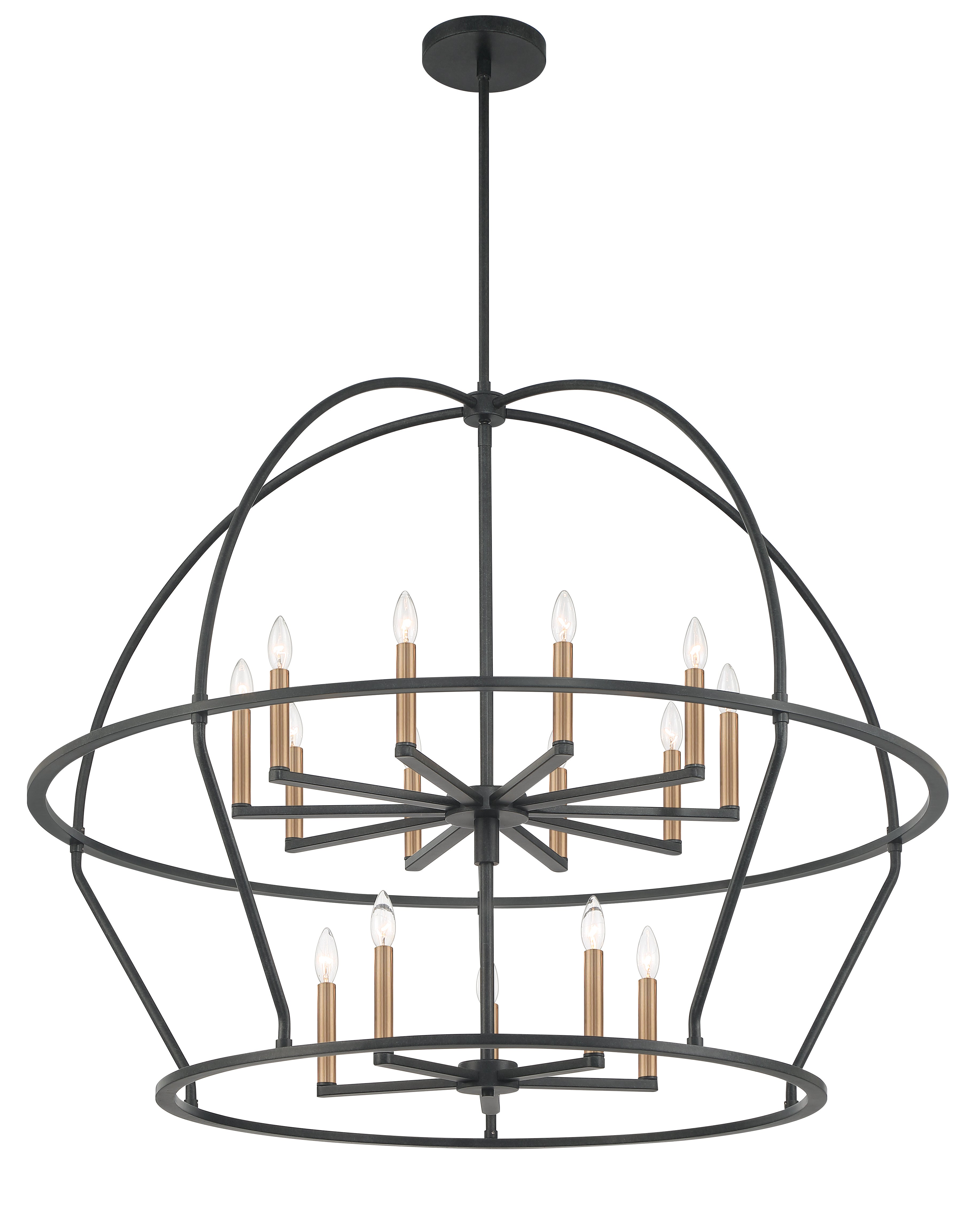 Crystorama Abbott ABB-3029-BK – 48 Inch – 15 Light – Chandelier – Black – Dry Rated