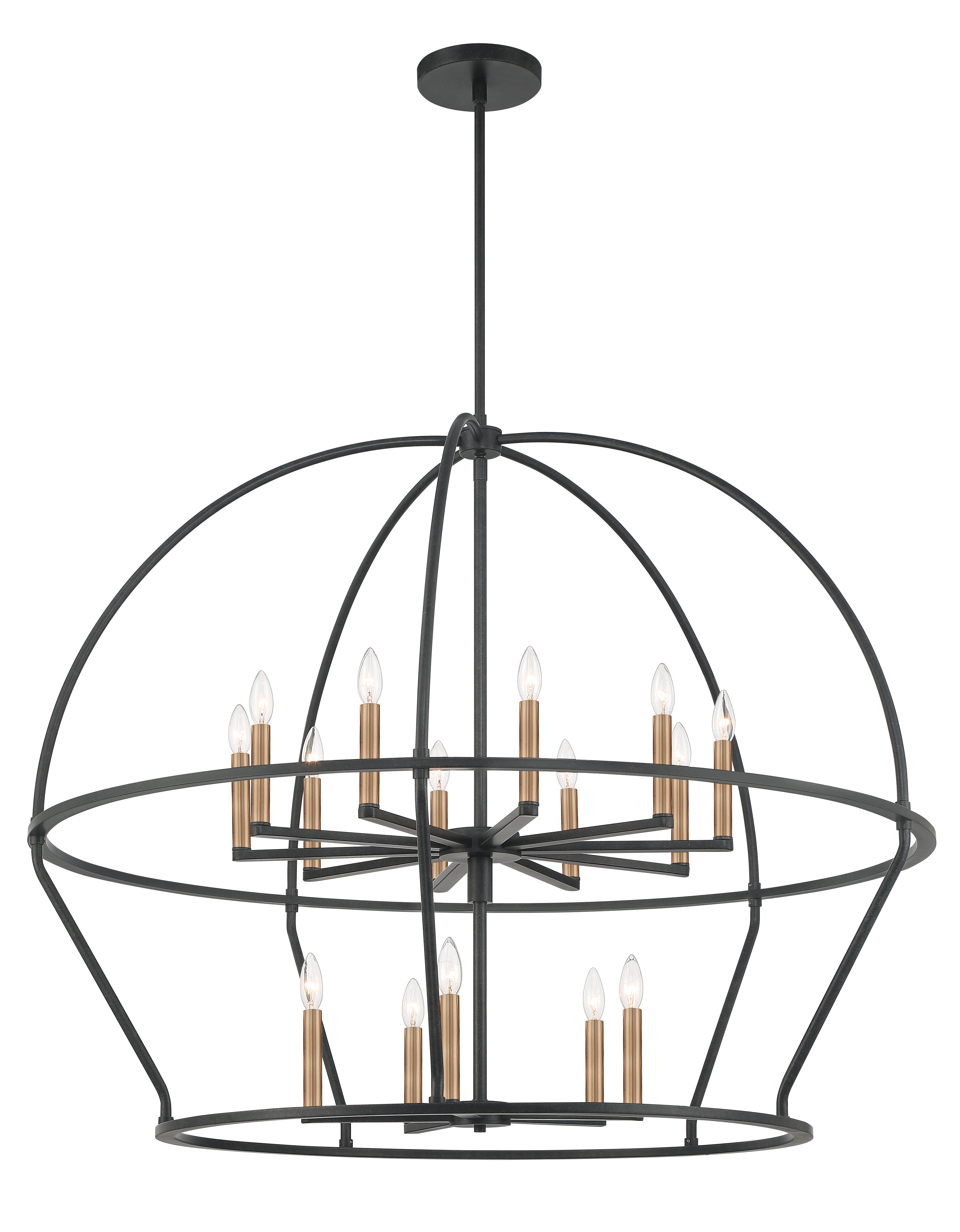Crystorama Abbott ABB-3029-BK – 48 Inch – 15 Light – Chandelier – Black – Dry Rated