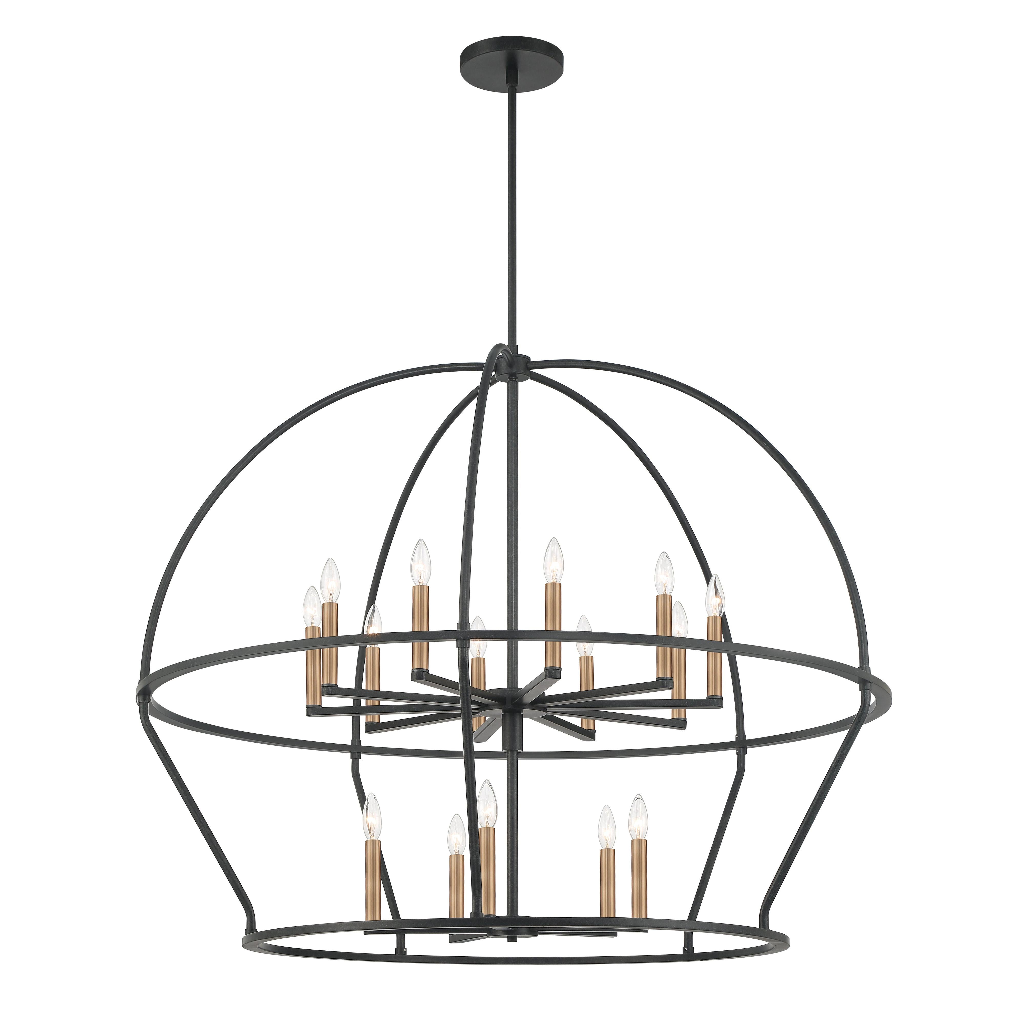 Crystorama Abbott ABB-3029-BK – 48 Inch – 15 Light – Chandelier – Black – Dry Rated