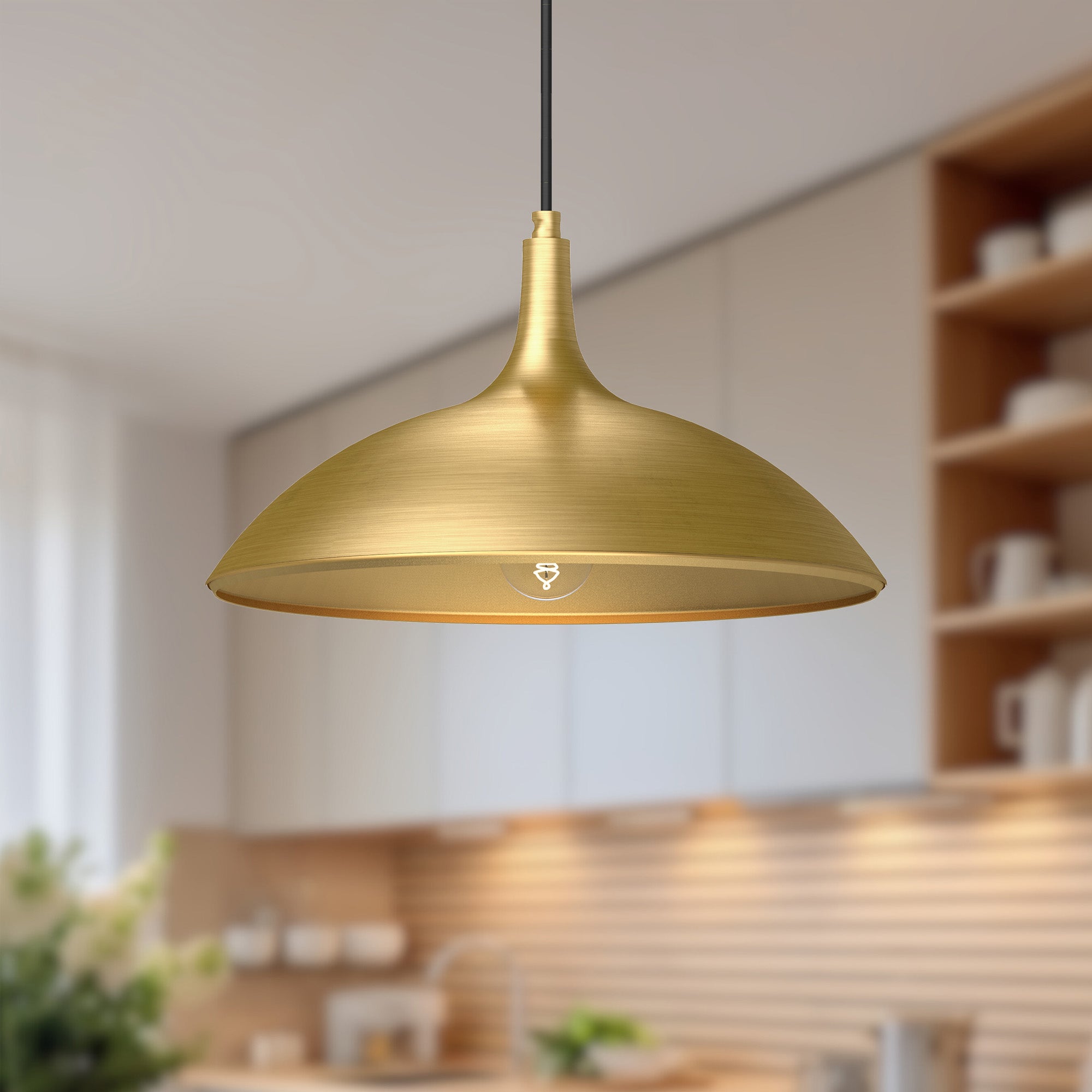 Abel 14-in Brushed Gold 1 Light Pendant