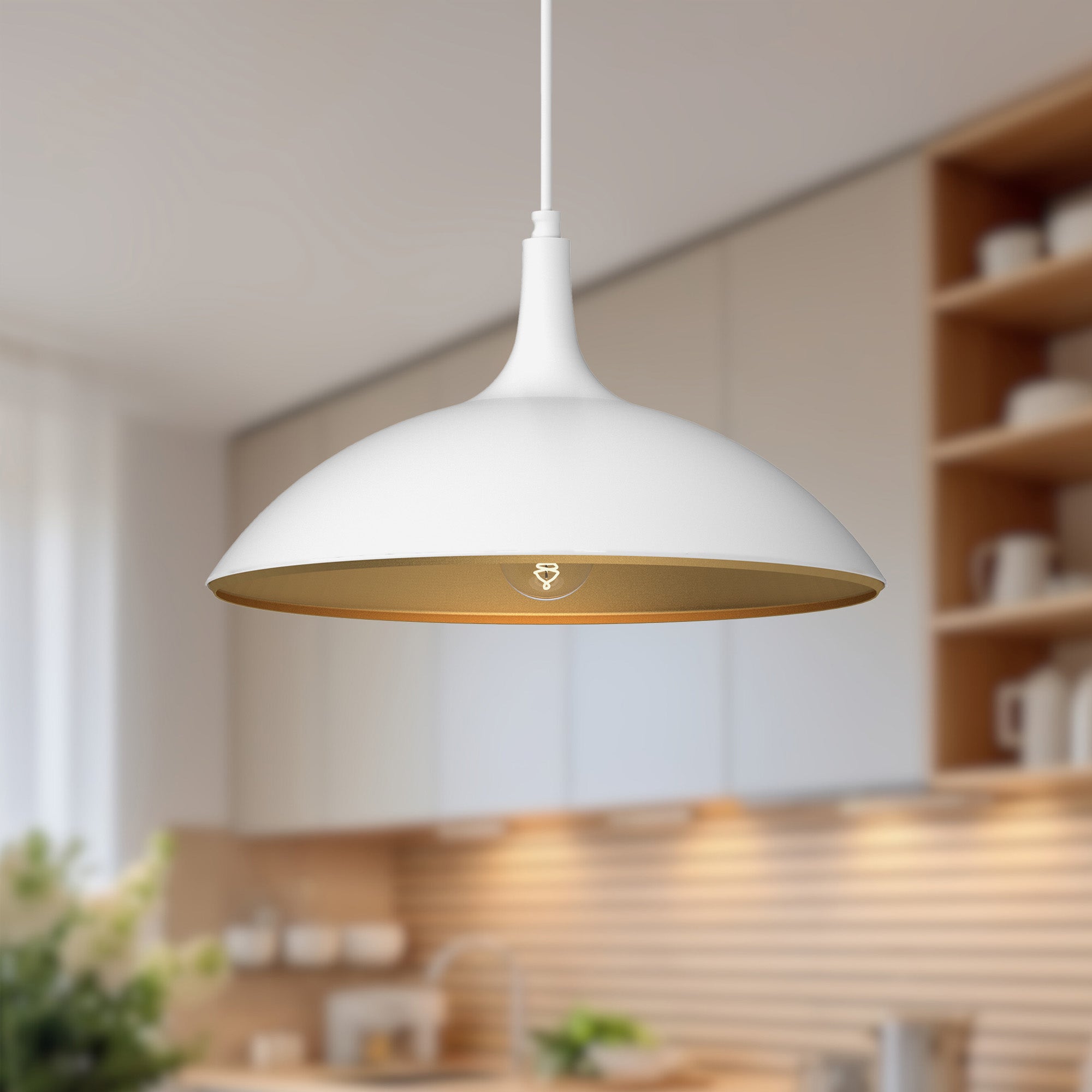 Abel 14-in White 1 Light Pendant