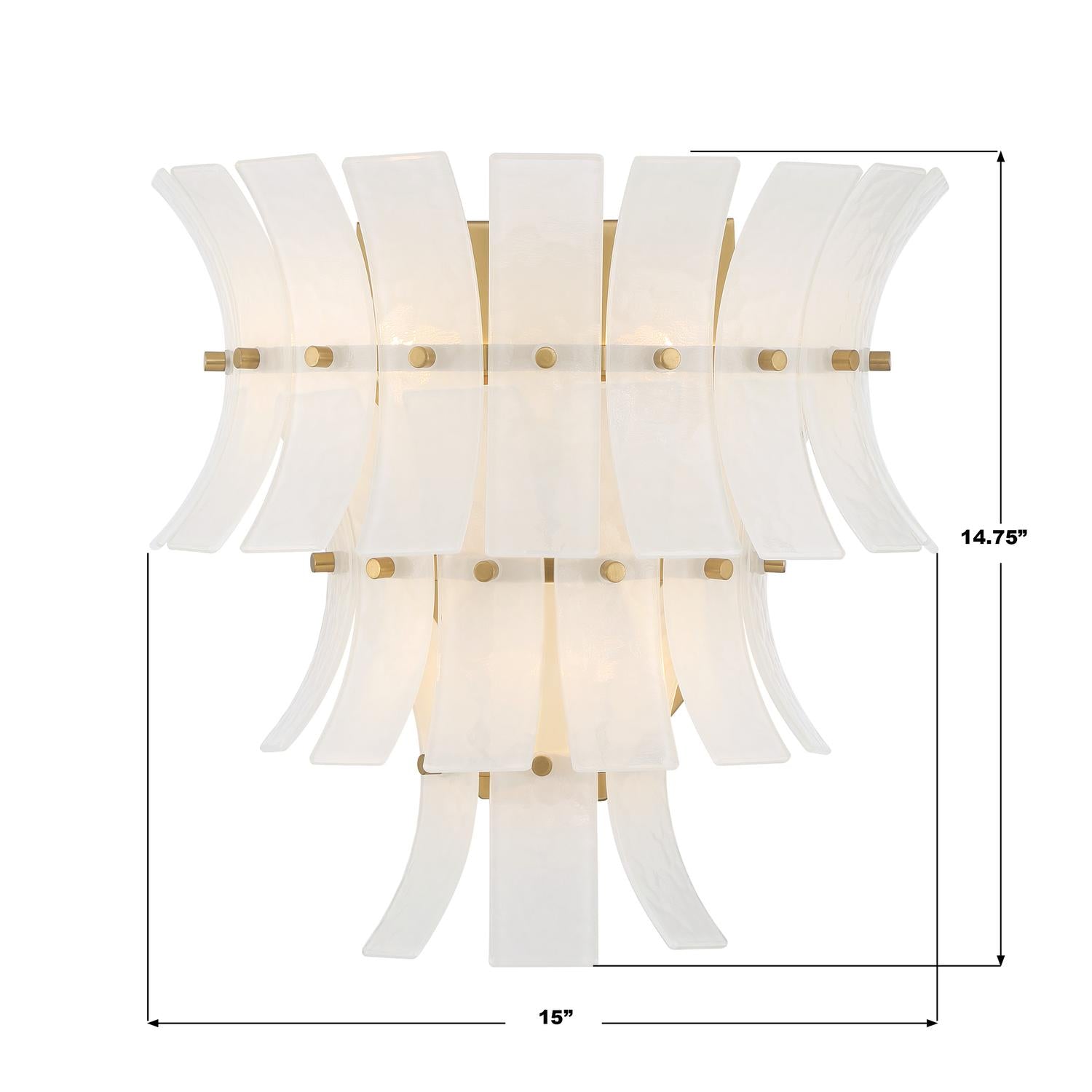 Crystorama Abigail ABI-2002-AG-WH – 15 Inch – 3 Light – Sconce – Aged Brass – Damp Rated