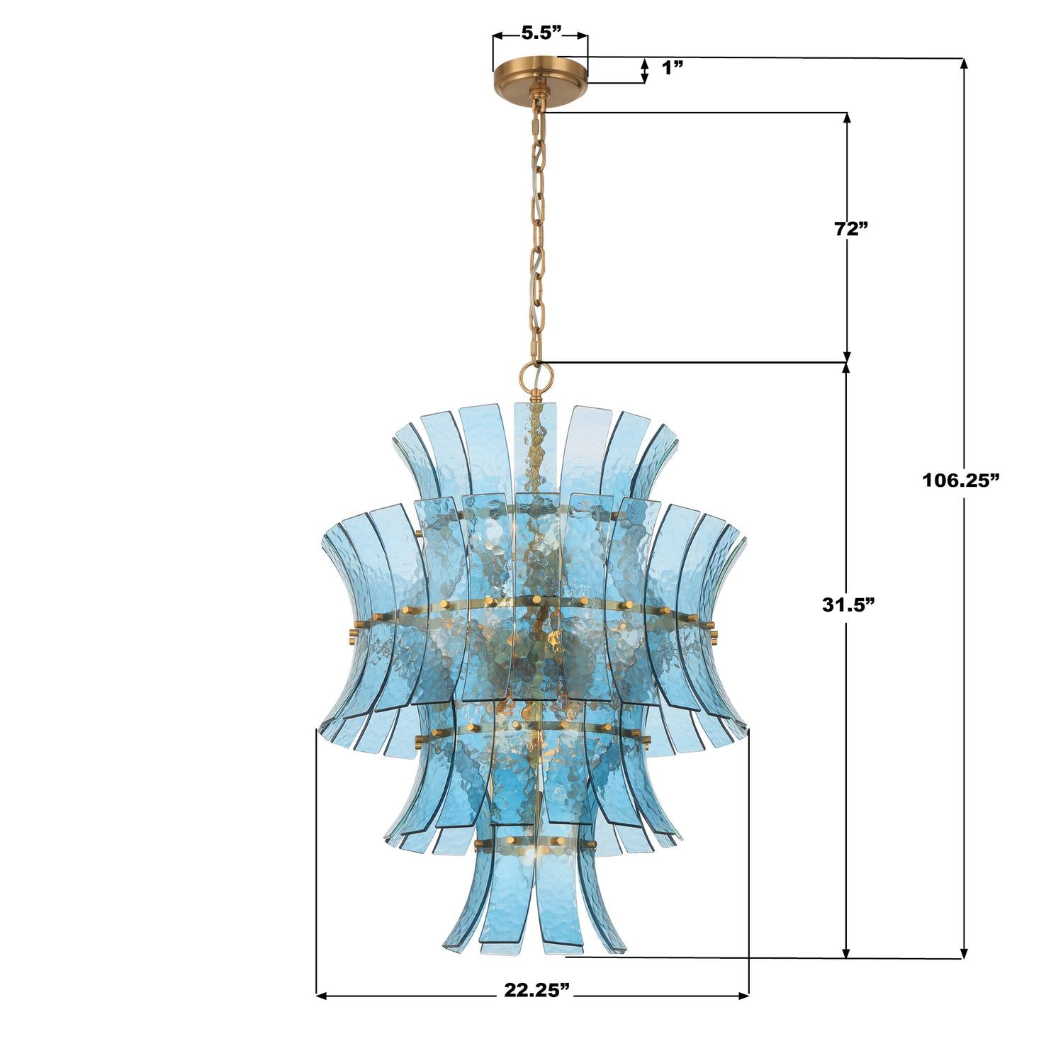 Crystorama Abigail ABI-2006-AG-BL – 22.25 Inch – 13 Light – Chandelier – Aged Brass – Dry Rated