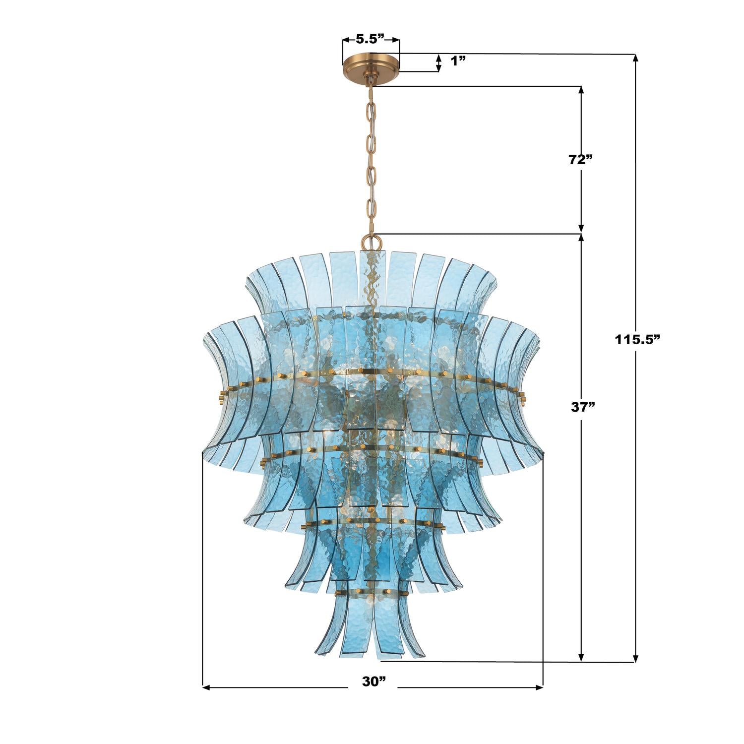 Crystorama Abigail ABI-2008-AG-BL – 29.5 Inch – 21 Light – Chandelier – Aged Brass – Dry Rated