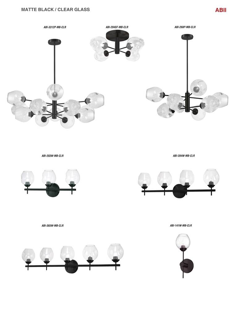 Dainolite ABII ABI-204SF-MB-CLR Semi Flush Mt Transitional - Matte Black