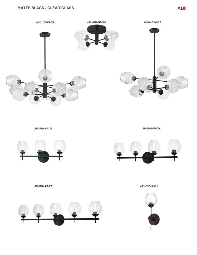 Dainolite ABII ABI-268P-MB-CLR Chandelier Transitional - Matte Black