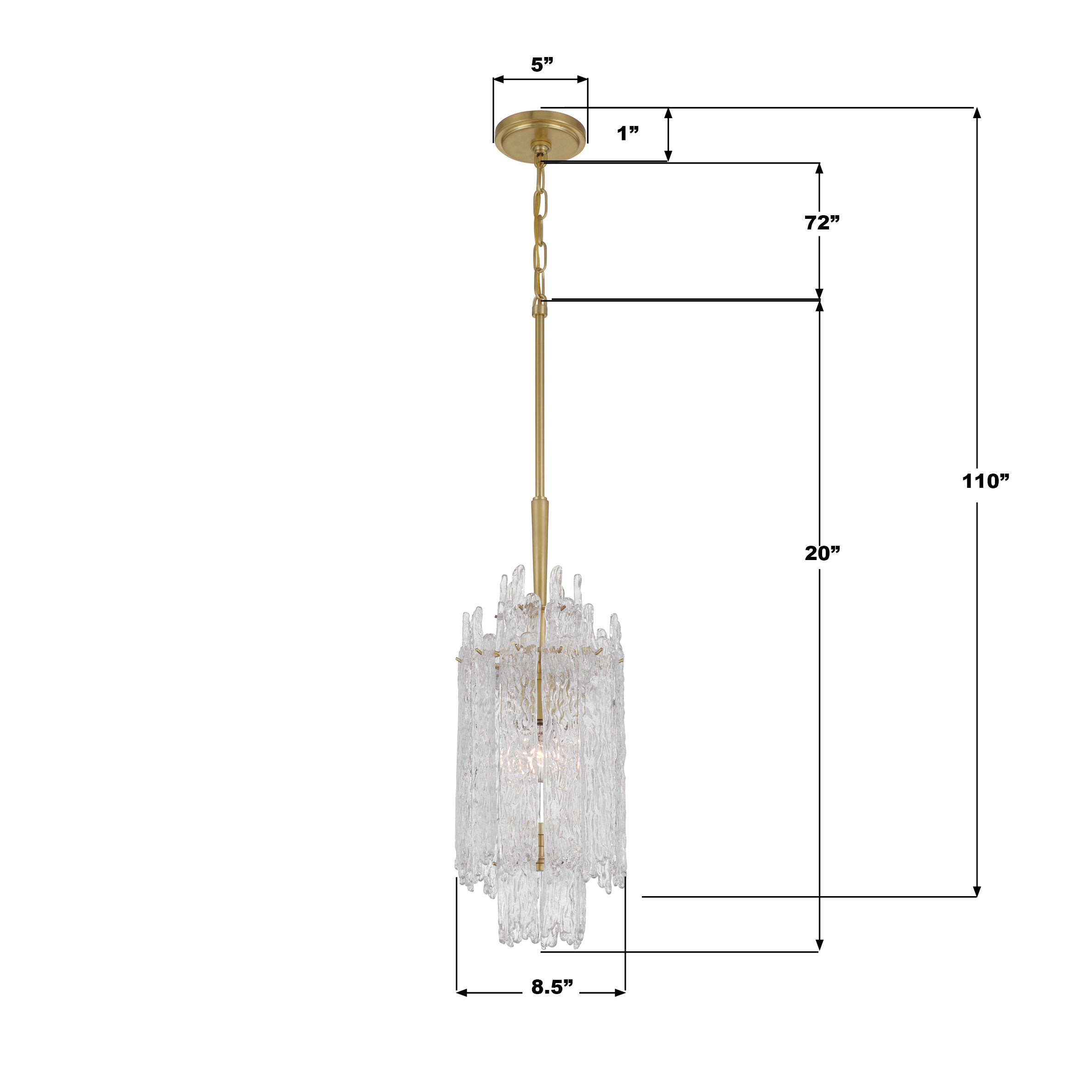 Crystorama Ackerly ACK-921-AG – 8.5 Inch – 1 Light – Pendant Light – Aged Brass – Damp Rated