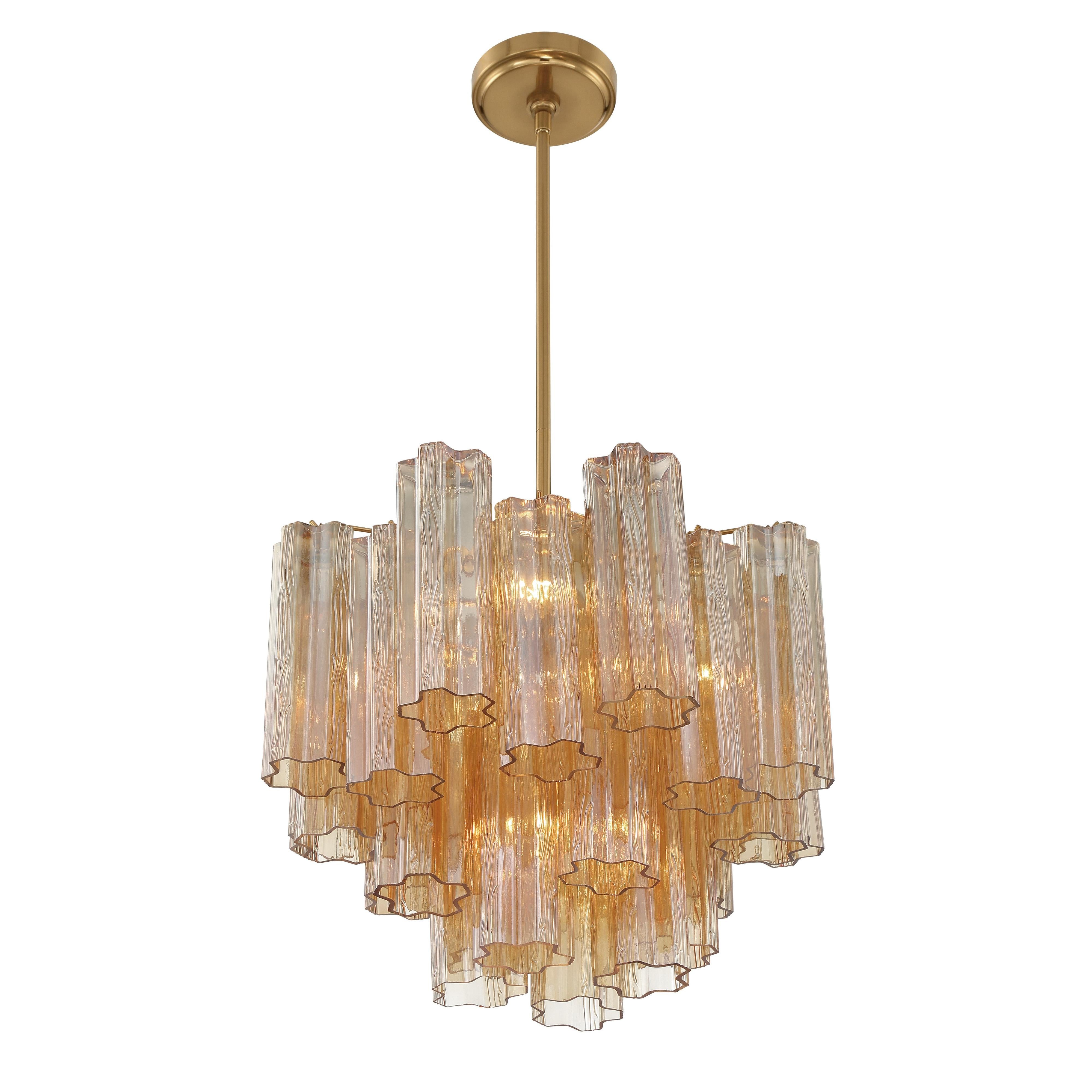Crystorama Addis ADD-300-AG-AM – 17.75 Inch – 4 Light – Chandelier – Aged Brass – Dry Rated