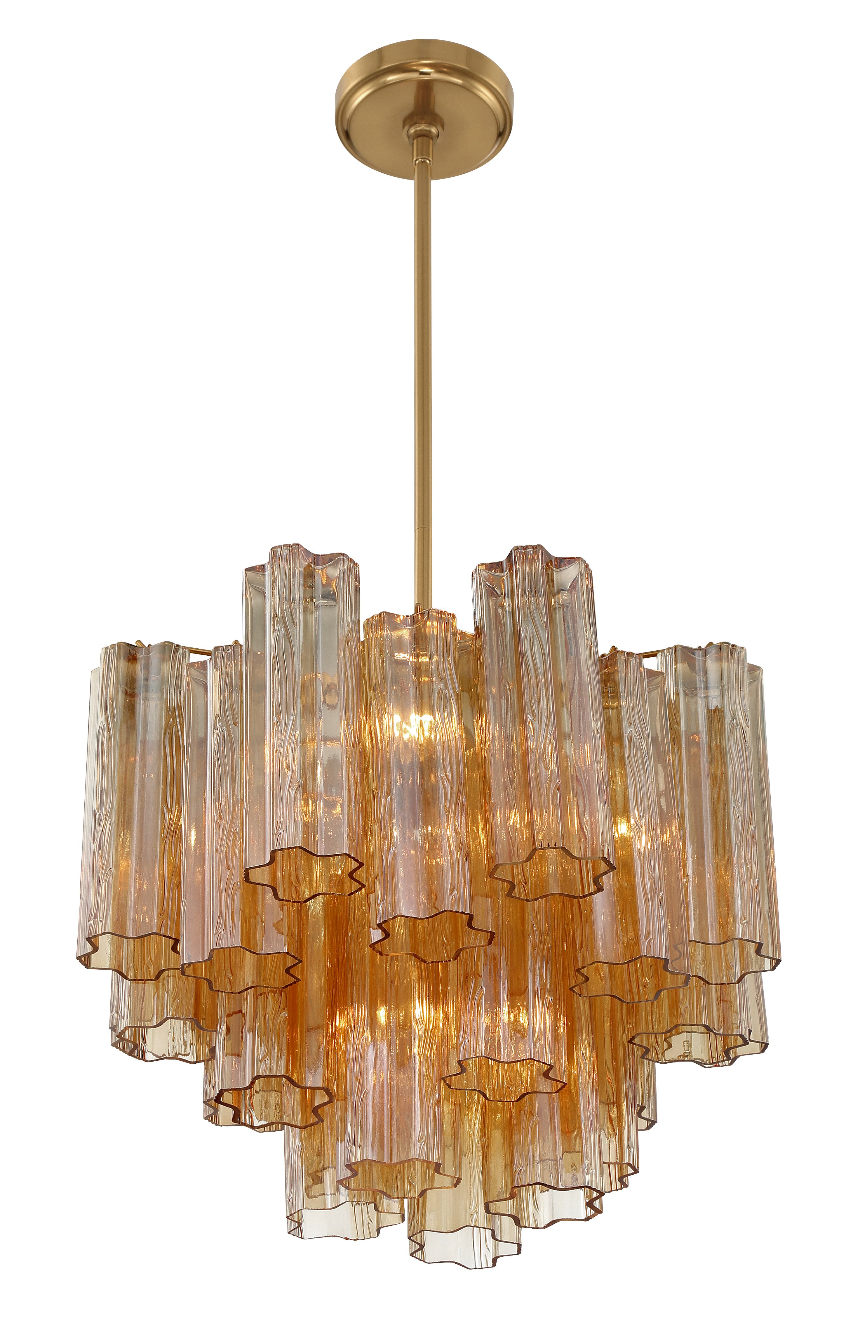 Crystorama Addis ADD-300-AG-AM – 17.75 Inch – 4 Light – Chandelier – Aged Brass – Dry Rated