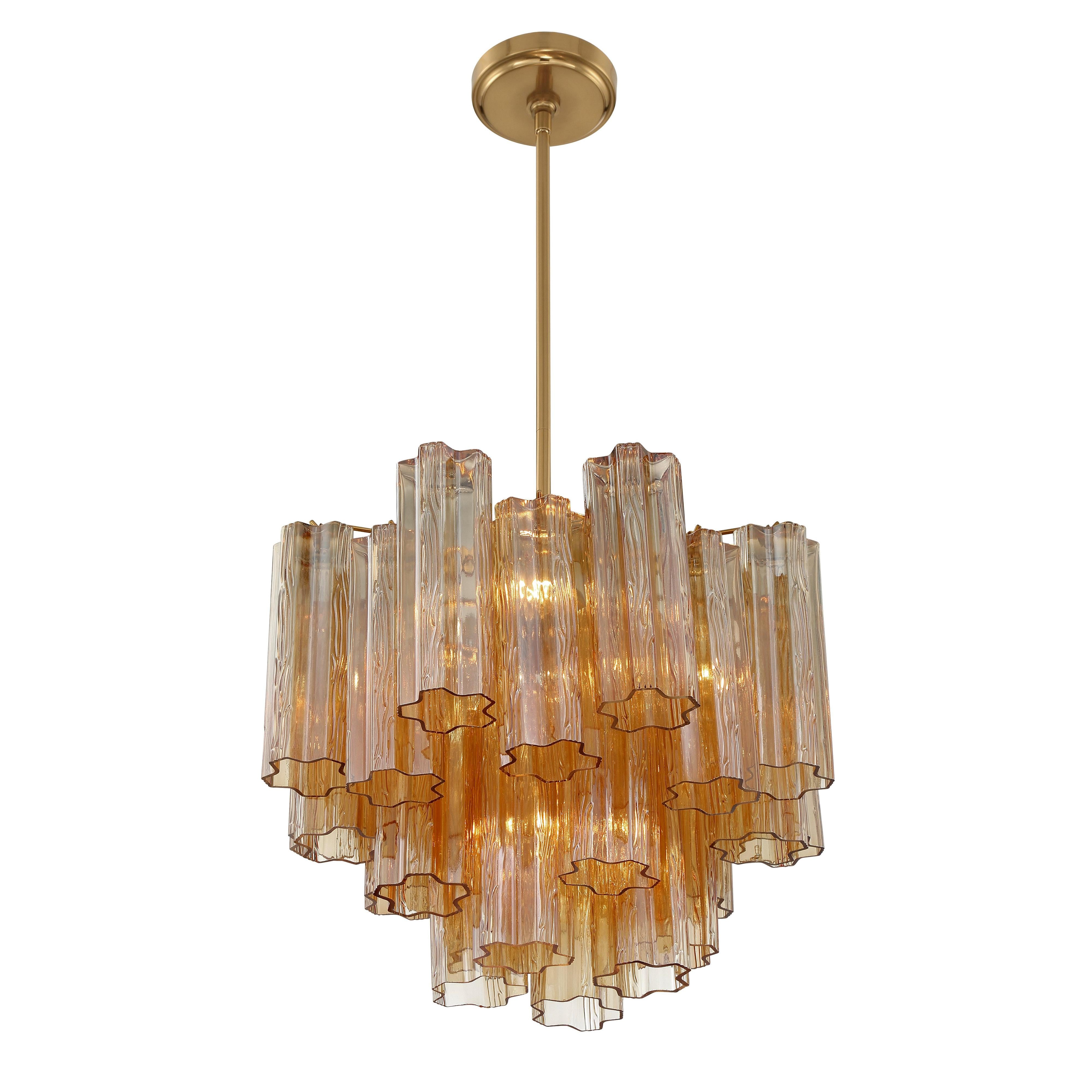 Crystorama Addis ADD-300-AG-AM – 17.75 Inch – 4 Light – Chandelier – Aged Brass – Dry Rated