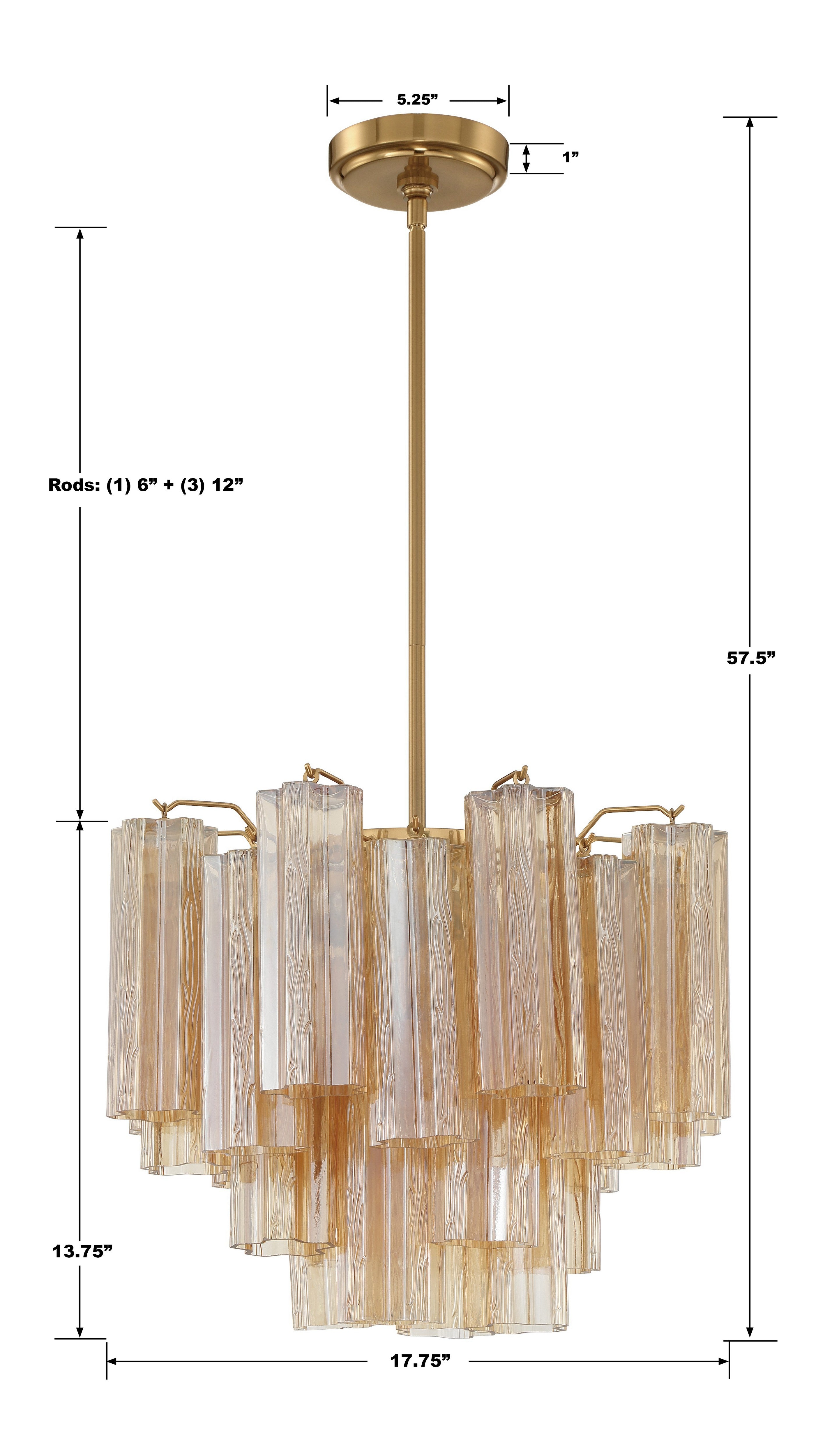 Crystorama Addis ADD-300-AG-AM – 17.75 Inch – 4 Light – Chandelier – Aged Brass – Dry Rated