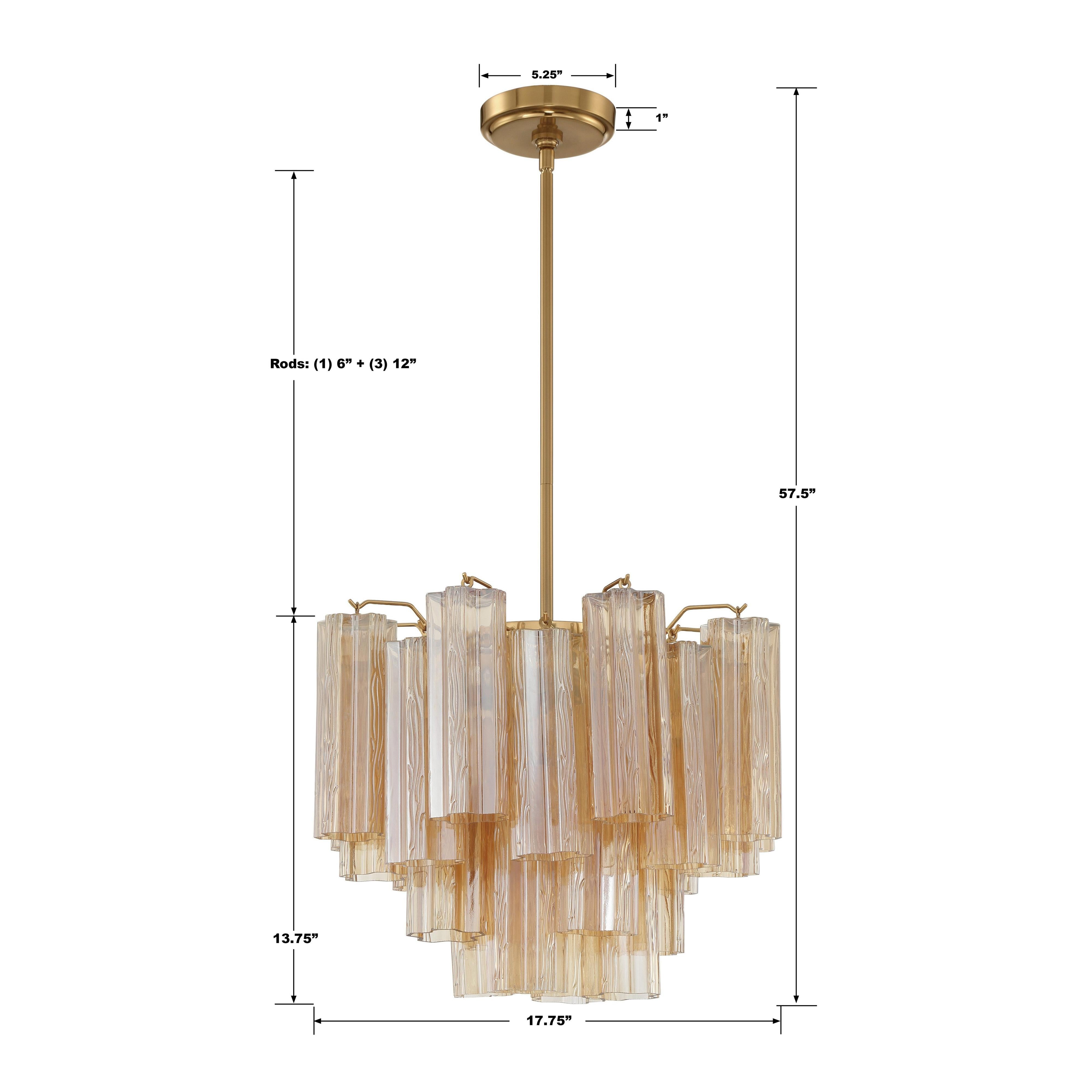 Crystorama Addis ADD-300-AG-AM – 17.75 Inch – 4 Light – Chandelier – Aged Brass – Dry Rated
