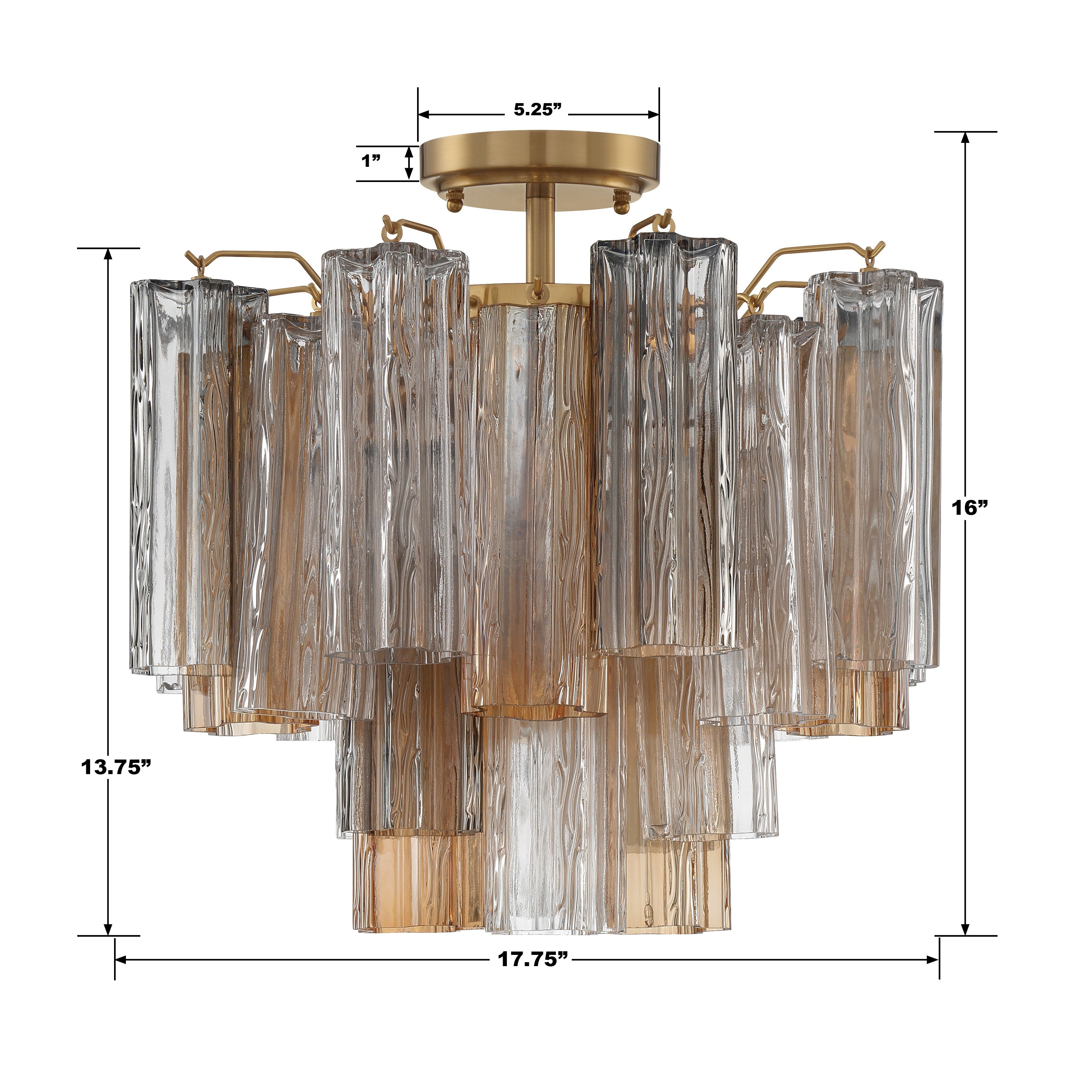 Crystorama Addis ADD-300-AG-AU_CEILING – 17.75 Inch – 4 Light – Semi Flush Mount Light – Aged Brass – Dry Rated