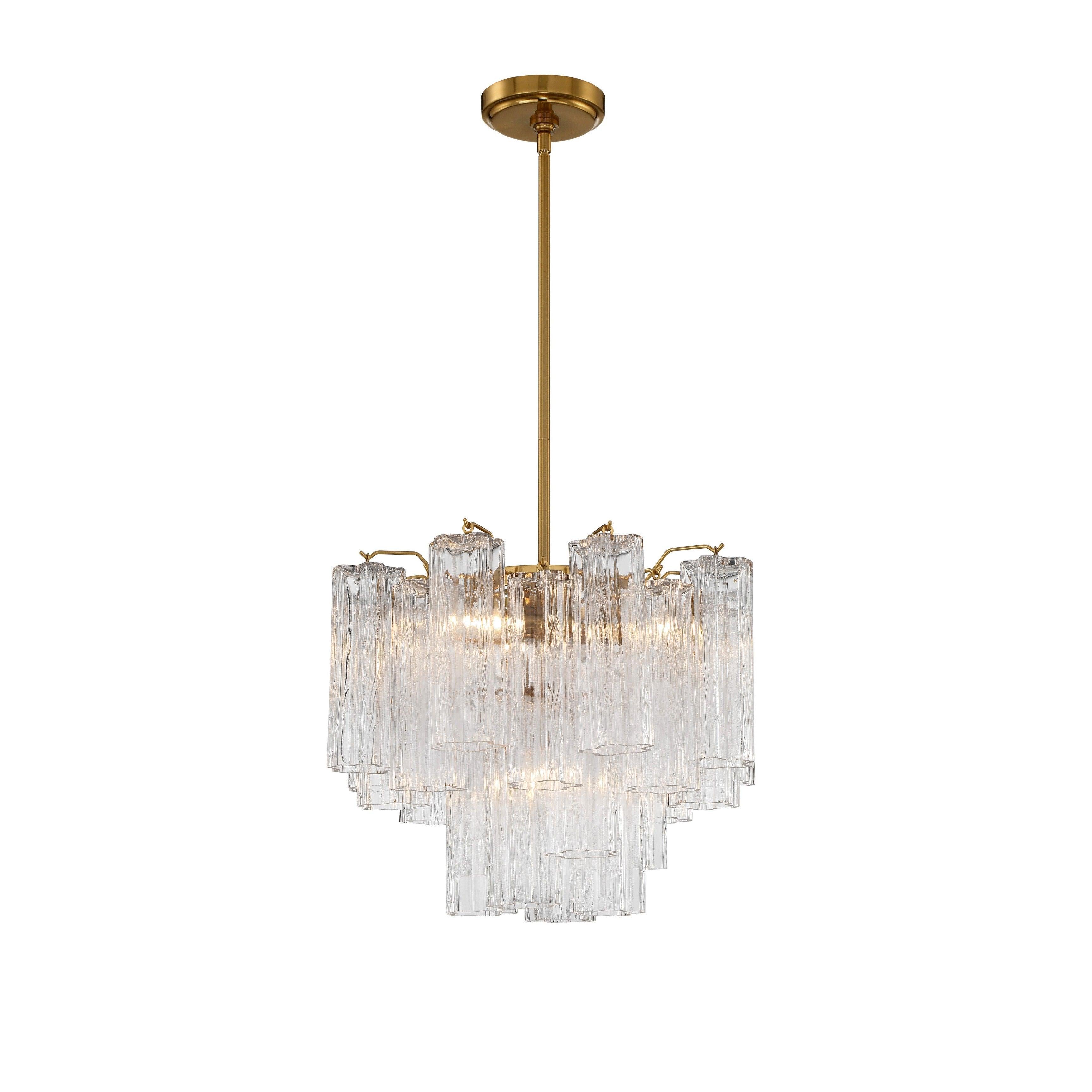 Crystorama Addis ADD-300-AG-CL – 17.75 Inch – 4 Light – Chandelier – Aged Brass – Dry Rated