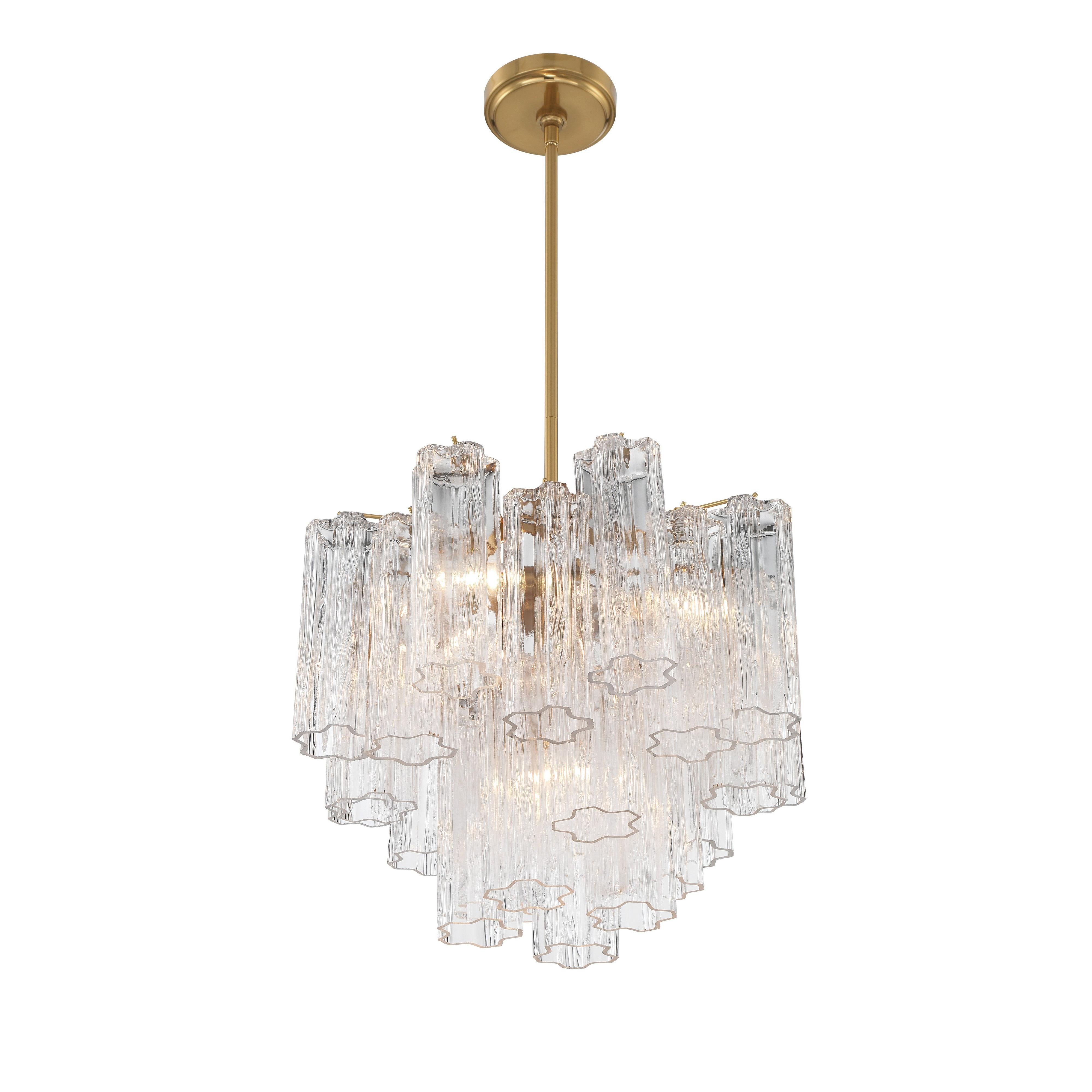 Crystorama Addis ADD-300-AG-CL – 17.75 Inch – 4 Light – Chandelier – Aged Brass – Dry Rated