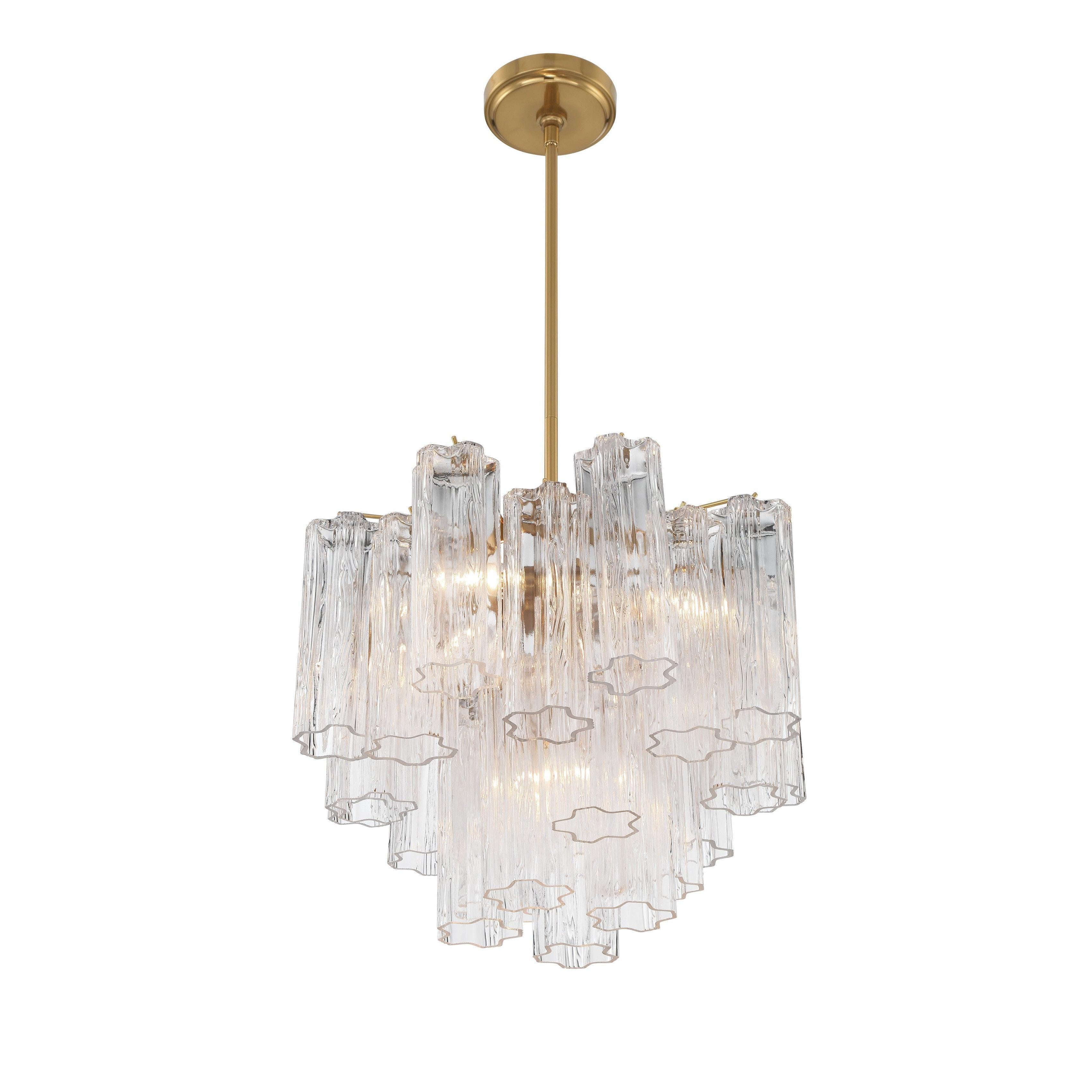 Crystorama Addis ADD-300-AG-CL – 17.75 Inch – 4 Light – Chandelier – Aged Brass – Dry Rated