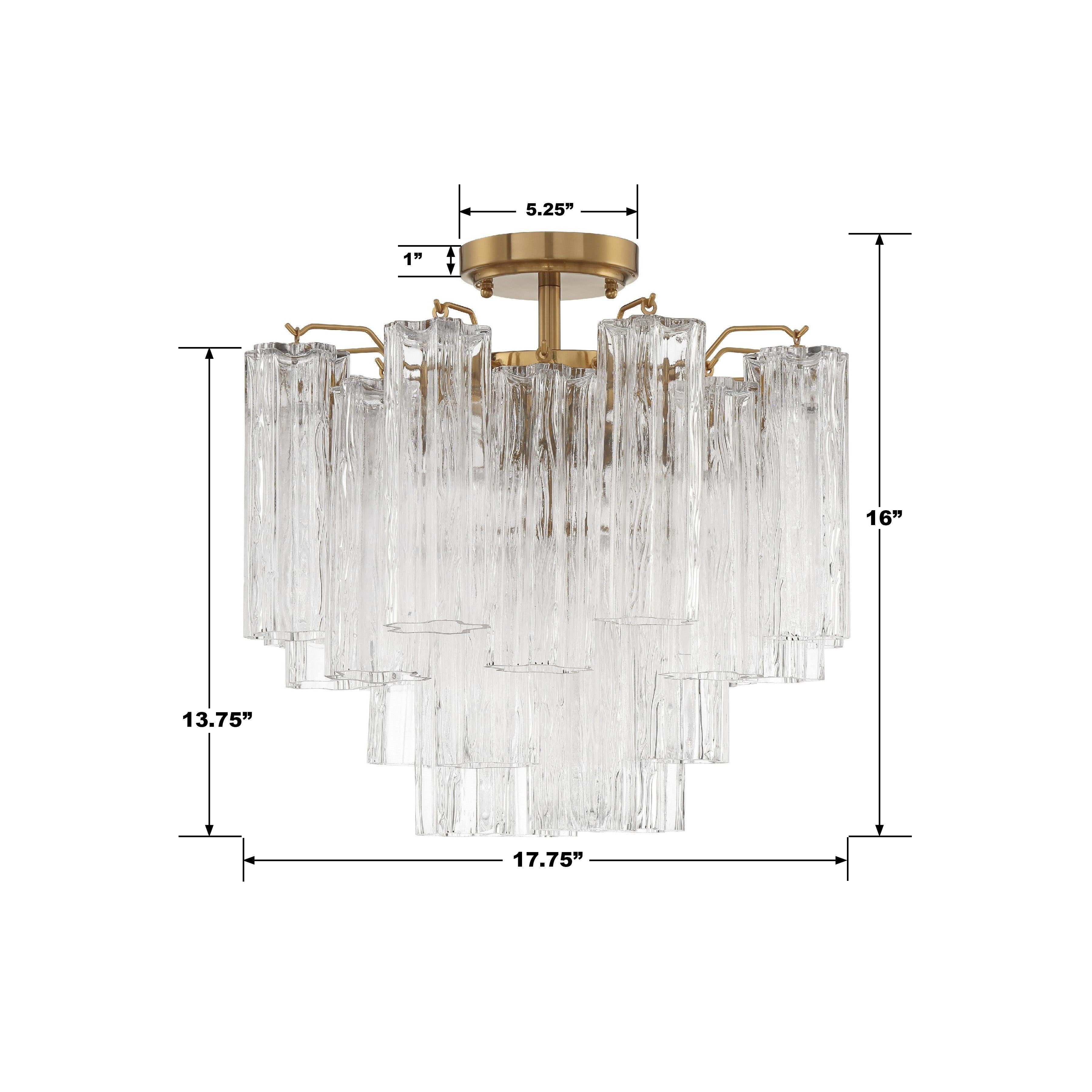 Crystorama Addis ADD-300-AG-CL_CEILING – 17.75 Inch – 4 Light – Semi Flush Mount Light – Aged Brass – Dry Rated