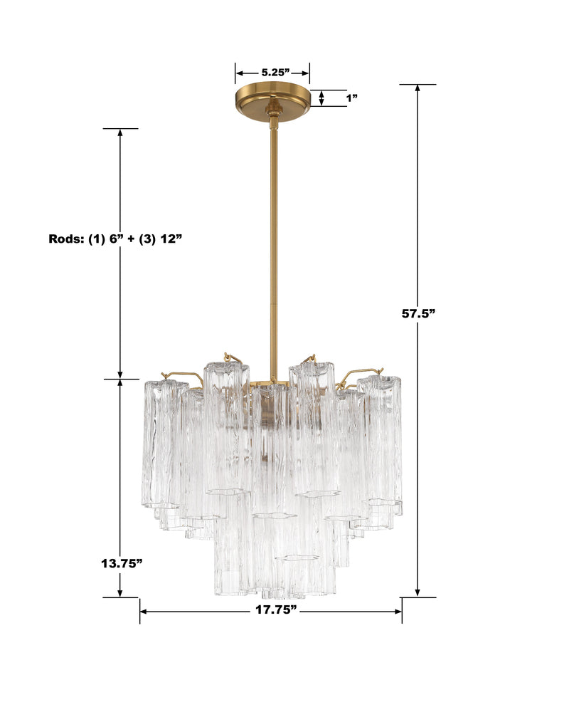 Crystorama ADDIS ADD-300-AG-CL Chandelier Modern - Aged Brass