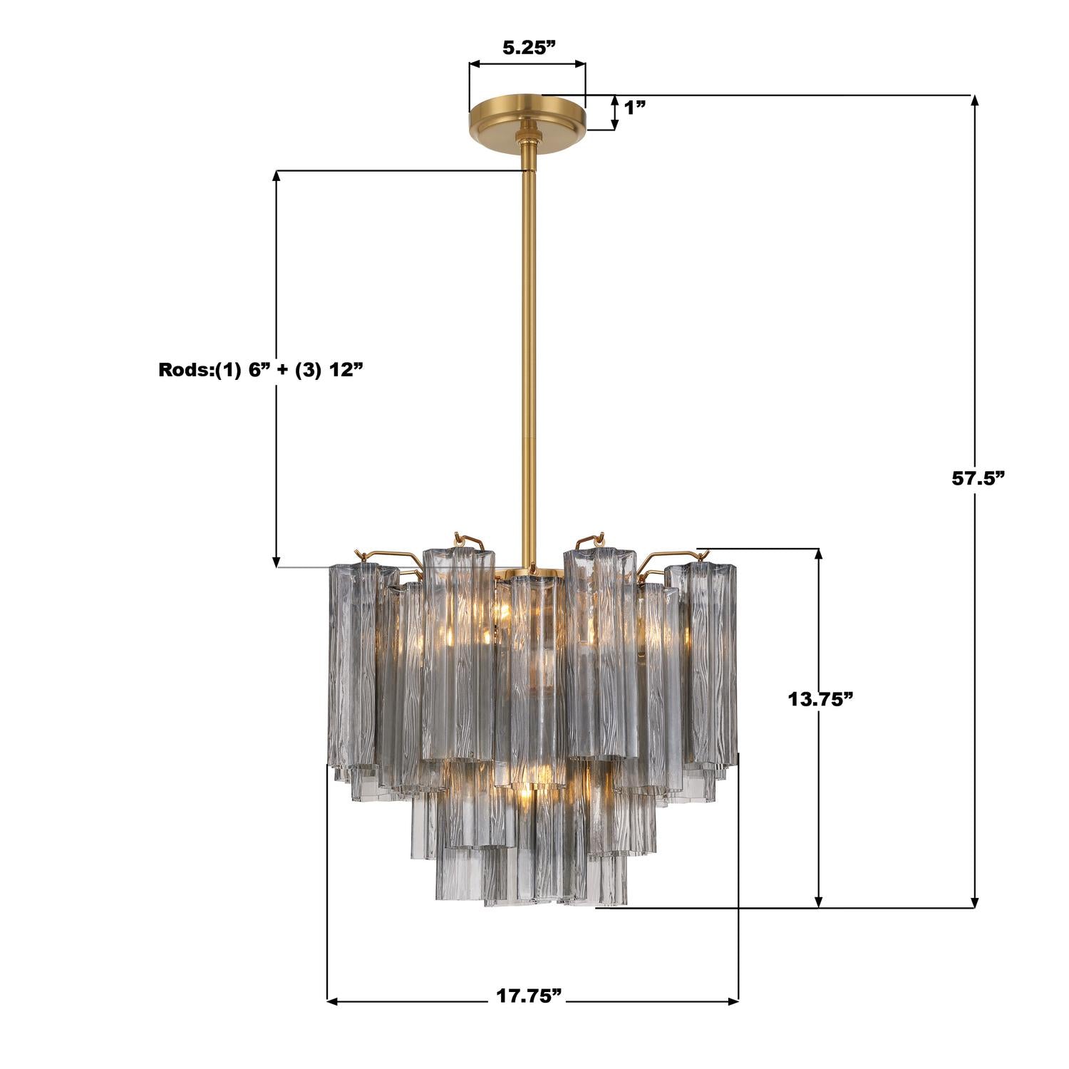Crystorama Addis ADD-300-AG-SM – 17.75 Inch – 4 Light – Chandelier – Aged Brass – Dry Rated