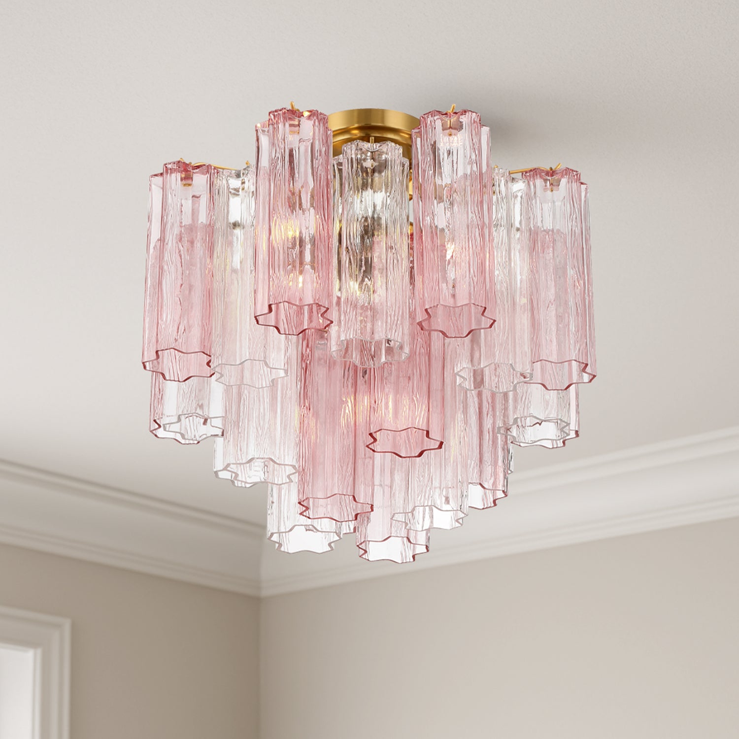 Crystorama Addis ADD-300-AG-SP_CEILING – 17.75 Inch – 4 Light – Semi Flush Mount Light – Aged Brass – Dry Rated