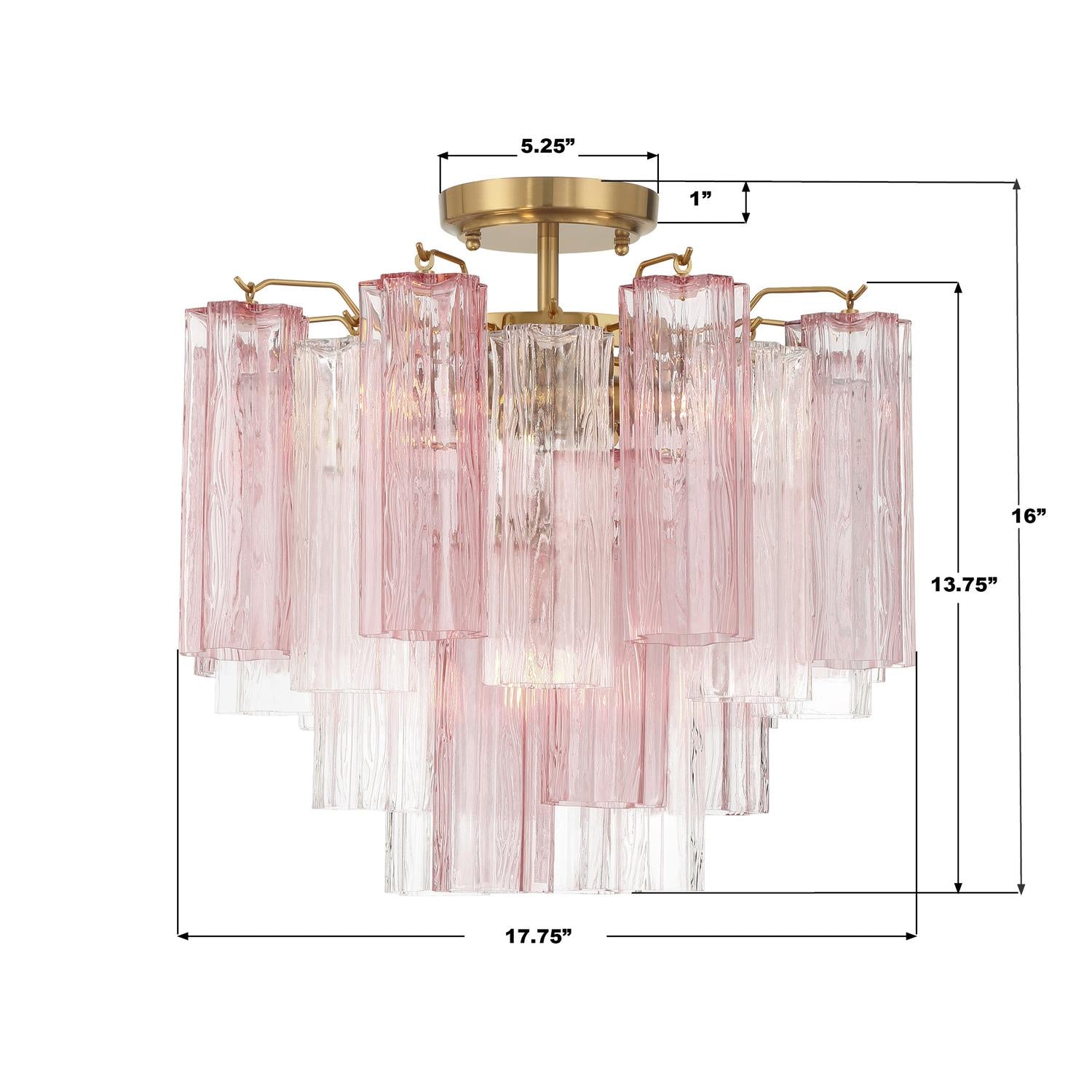 Crystorama Addis ADD-300-AG-SP_CEILING – 17.75 Inch – 4 Light – Semi Flush Mount Light – Aged Brass – Dry Rated