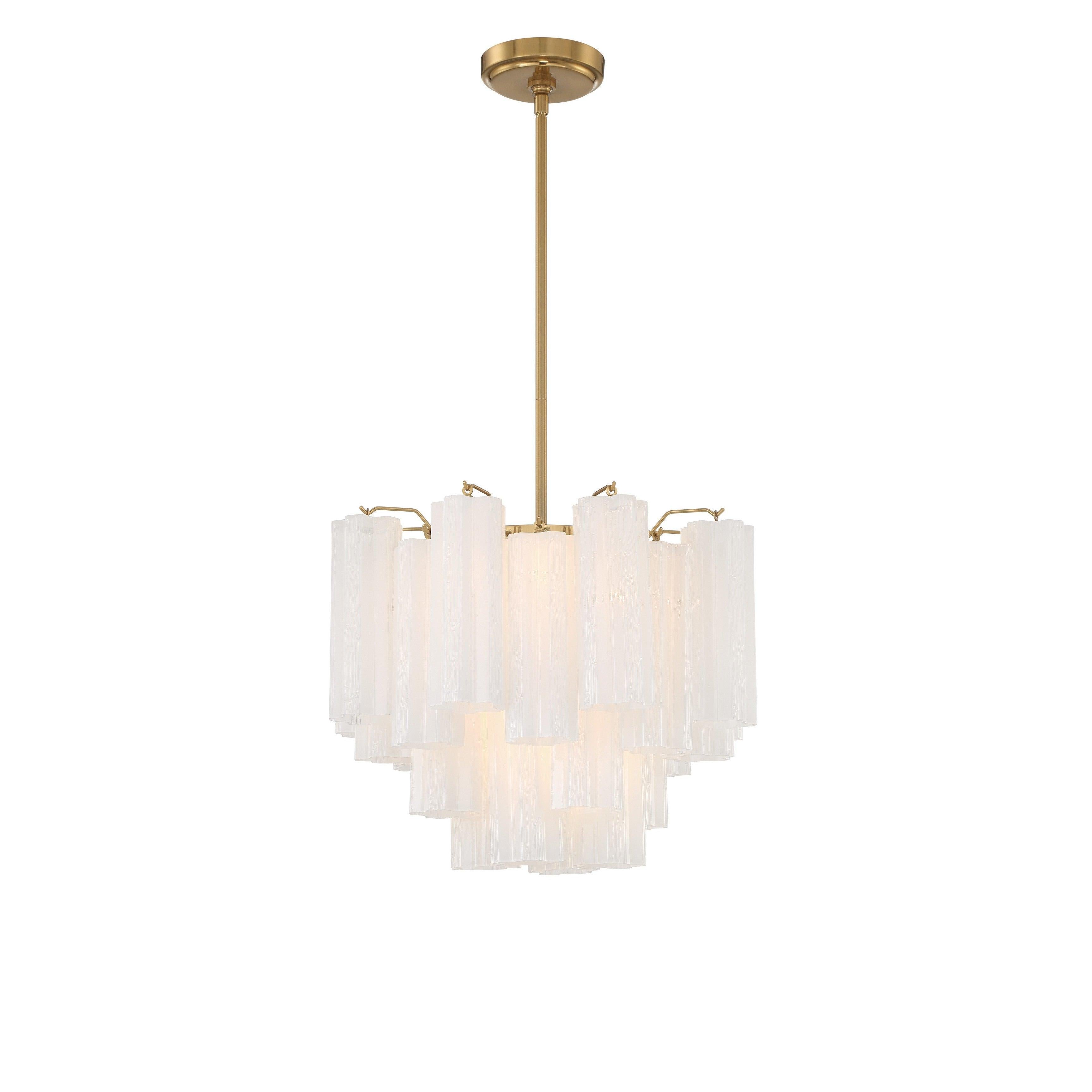 Crystorama Addis ADD-300-AG-WH – 17.75 Inch – 4 Light – Chandelier – Aged Brass – Dry Rated