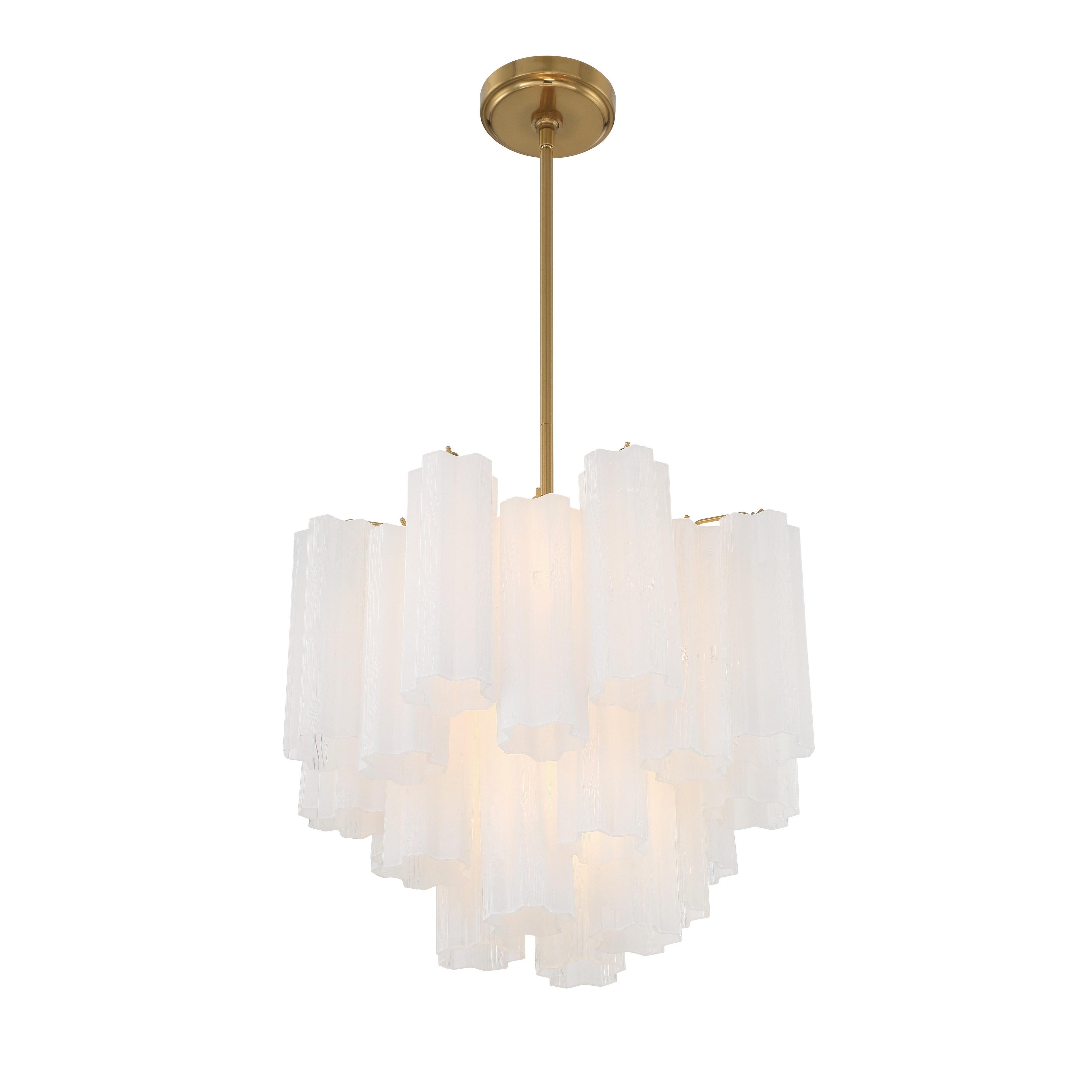 Crystorama Addis ADD-300-AG-WH – 17.75 Inch – 4 Light – Chandelier – Aged Brass – Dry Rated