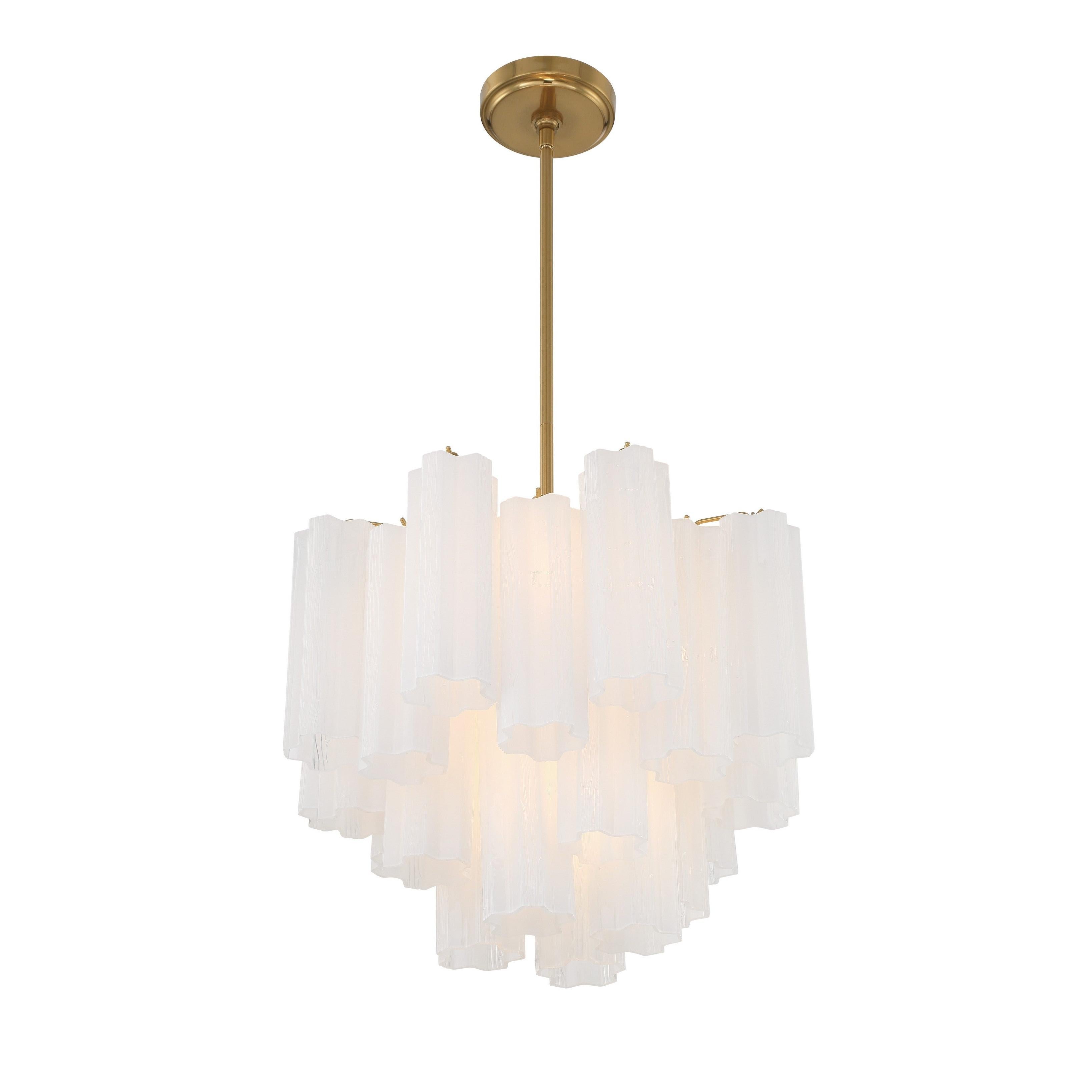 Crystorama Addis ADD-300-AG-WH – 17.75 Inch – 4 Light – Chandelier – Aged Brass – Dry Rated