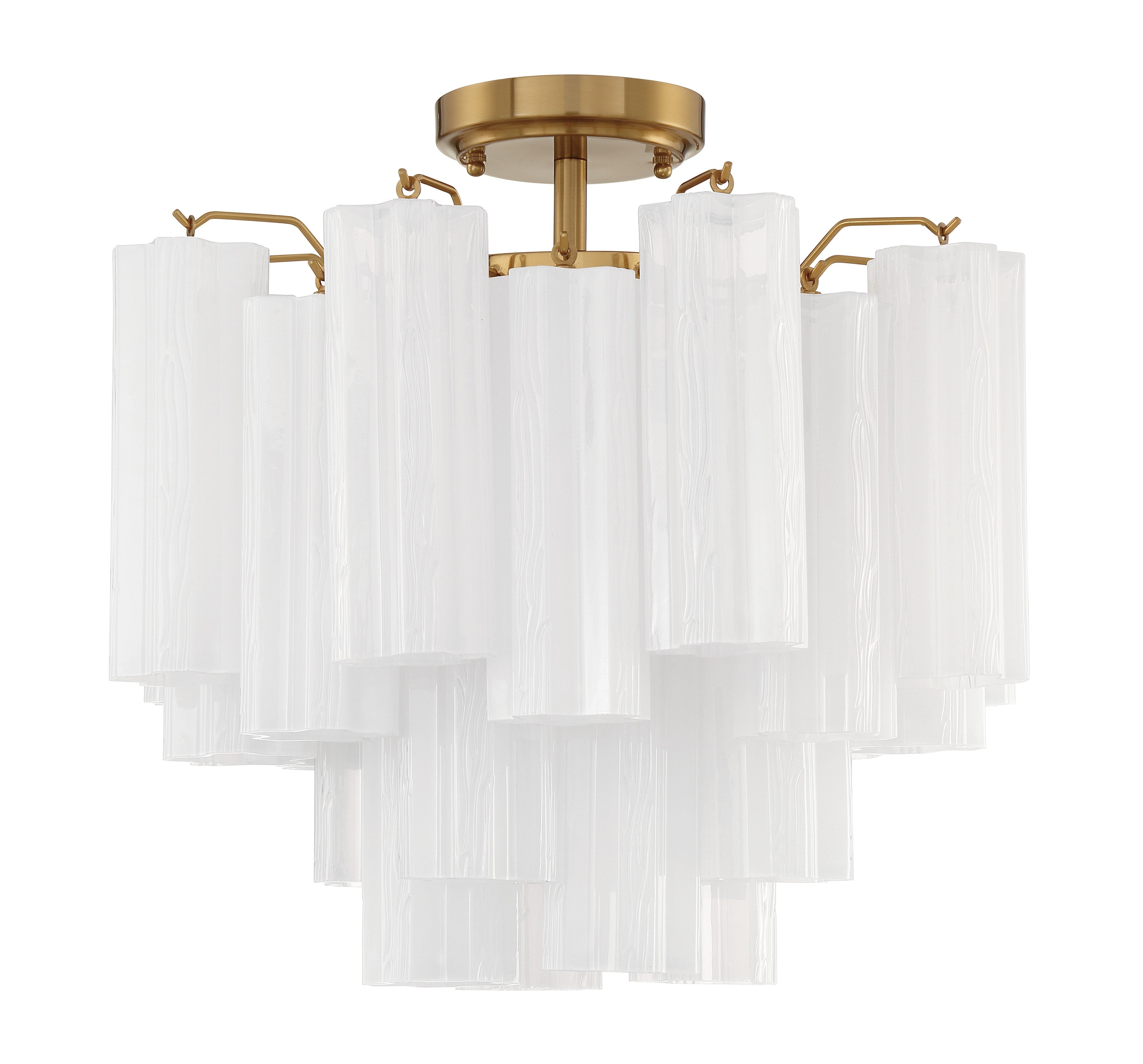 Crystorama Addis ADD-300-AG-WH_CEILING – 17.75 Inch – 4 Light – Semi Flush Mount Light – Aged Brass – Dry Rated