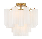 Crystorama Addis ADD-300-AG-WH_CEILING – 17.75 Inch – 4 Light – Semi Flush Mount Light – Aged Brass – Dry Rated