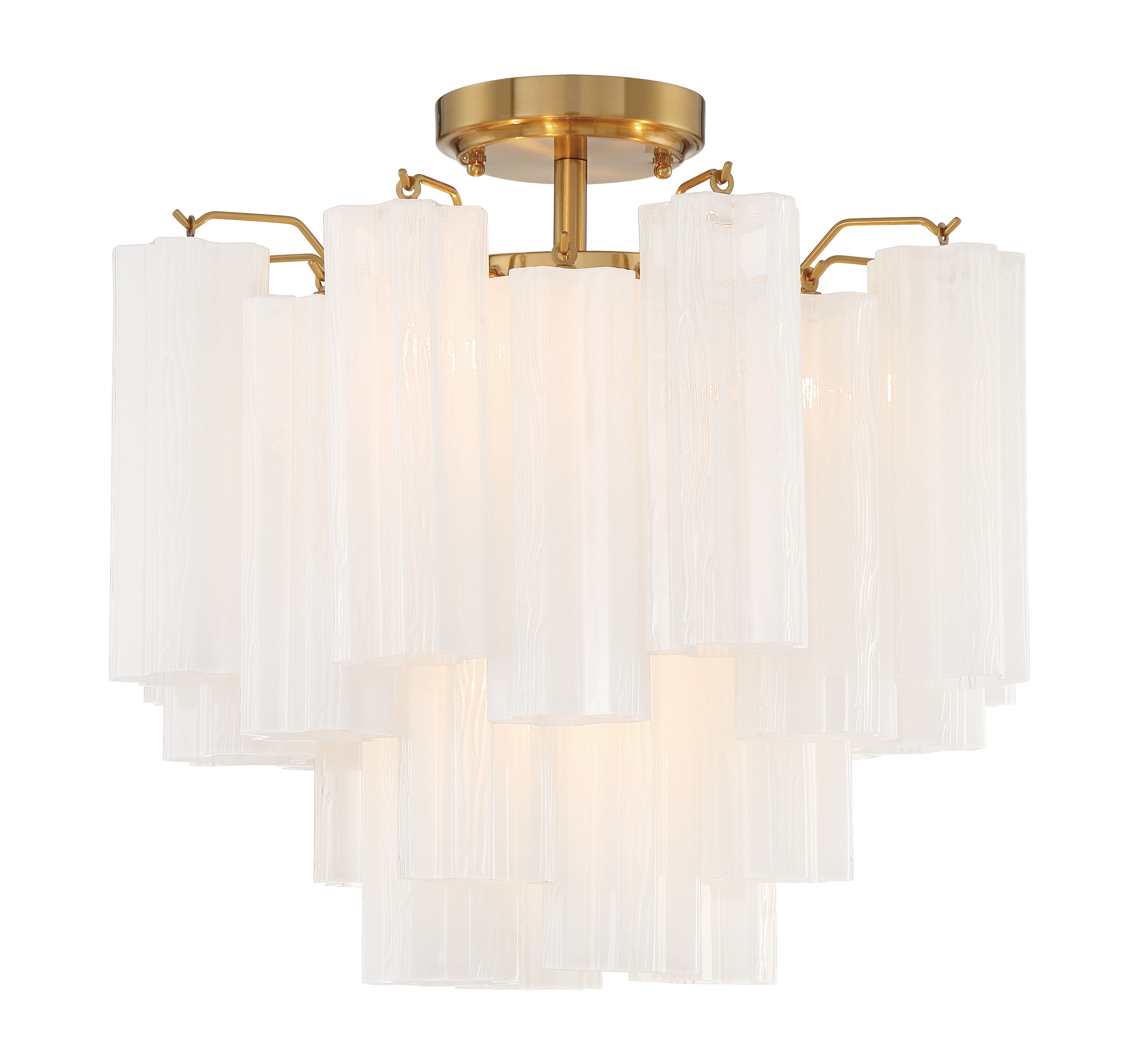 Crystorama Addis ADD-300-AG-WH_CEILING – 17.75 Inch – 4 Light – Semi Flush Mount Light – Aged Brass – Dry Rated
