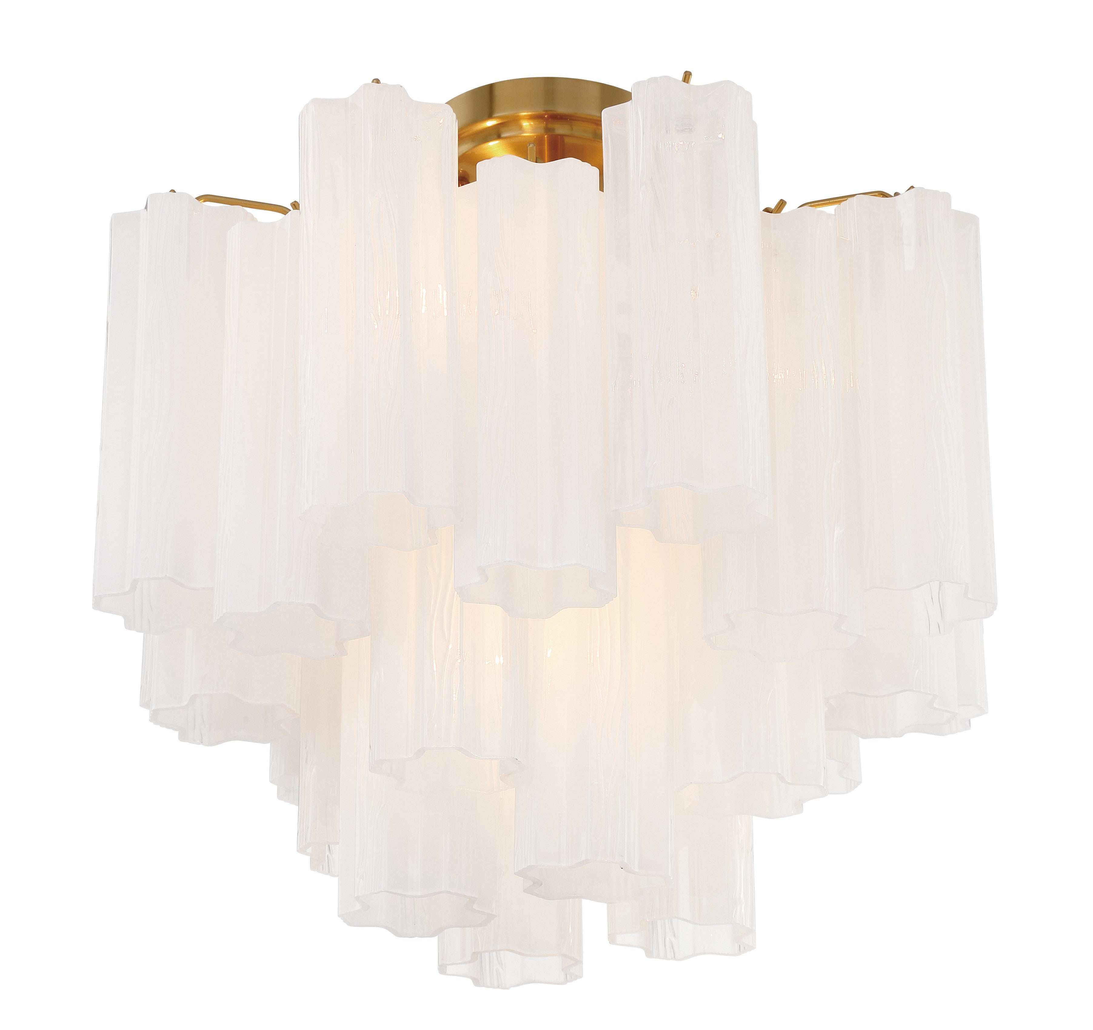 Crystorama Addis ADD-300-AG-WH_CEILING – 17.75 Inch – 4 Light – Semi Flush Mount Light – Aged Brass – Dry Rated