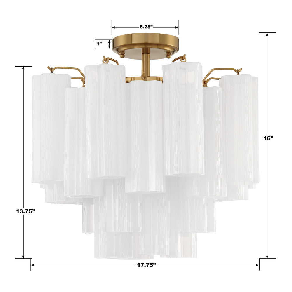 Crystorama ADDIS ADD-300-AG-WH_CEILING Flush Mount Modern - Aged Brass