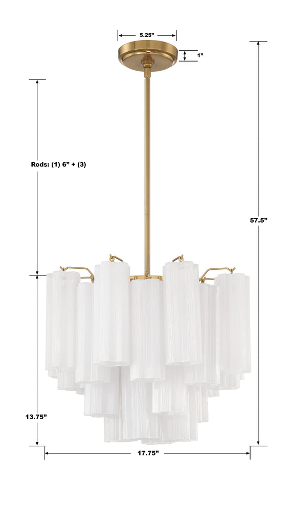 Crystorama ADDIS ADD-300-AG-WH Chandelier Modern - Aged Brass