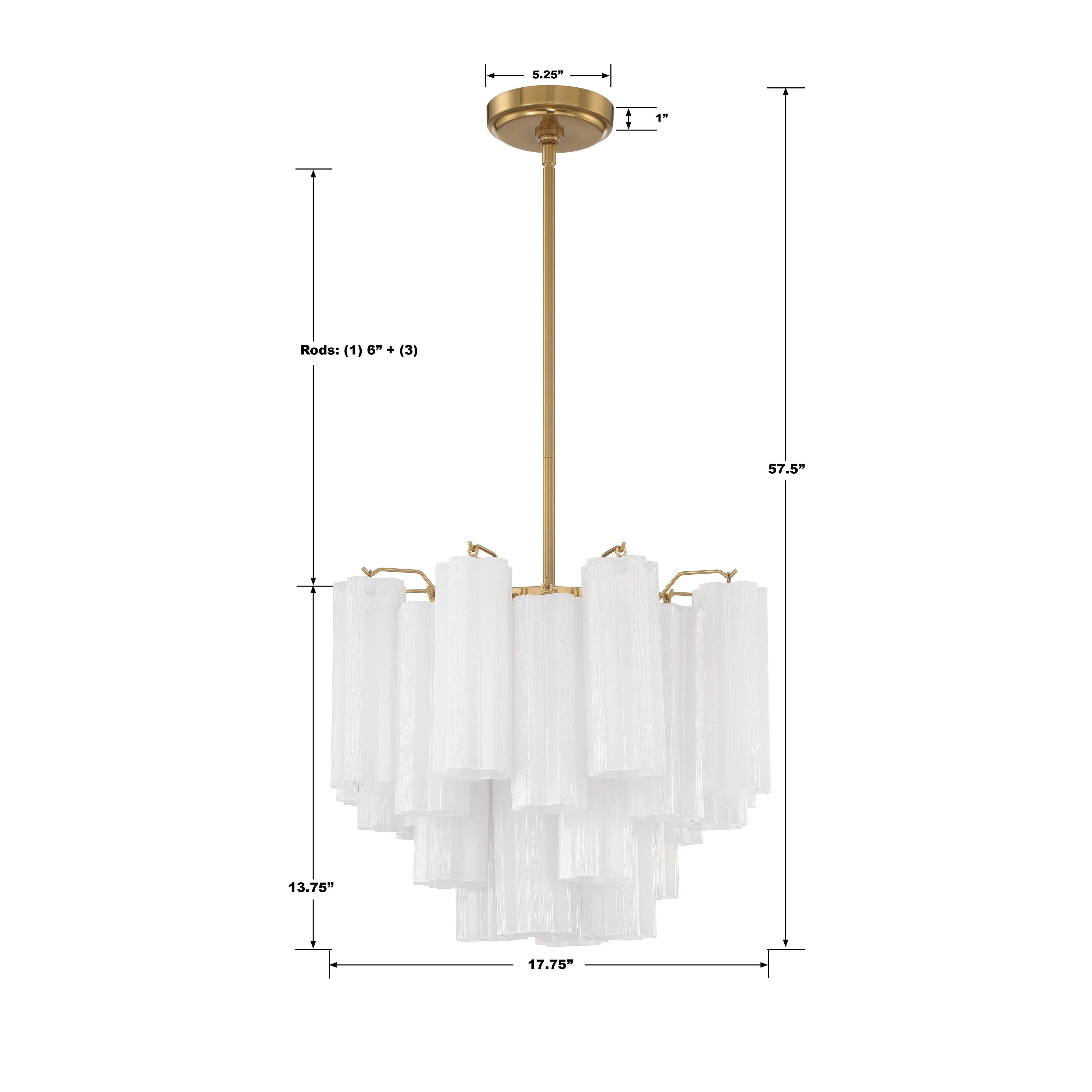 Crystorama Addis ADD-300-AG-WH – 17.75 Inch – 4 Light – Chandelier – Aged Brass – Dry Rated