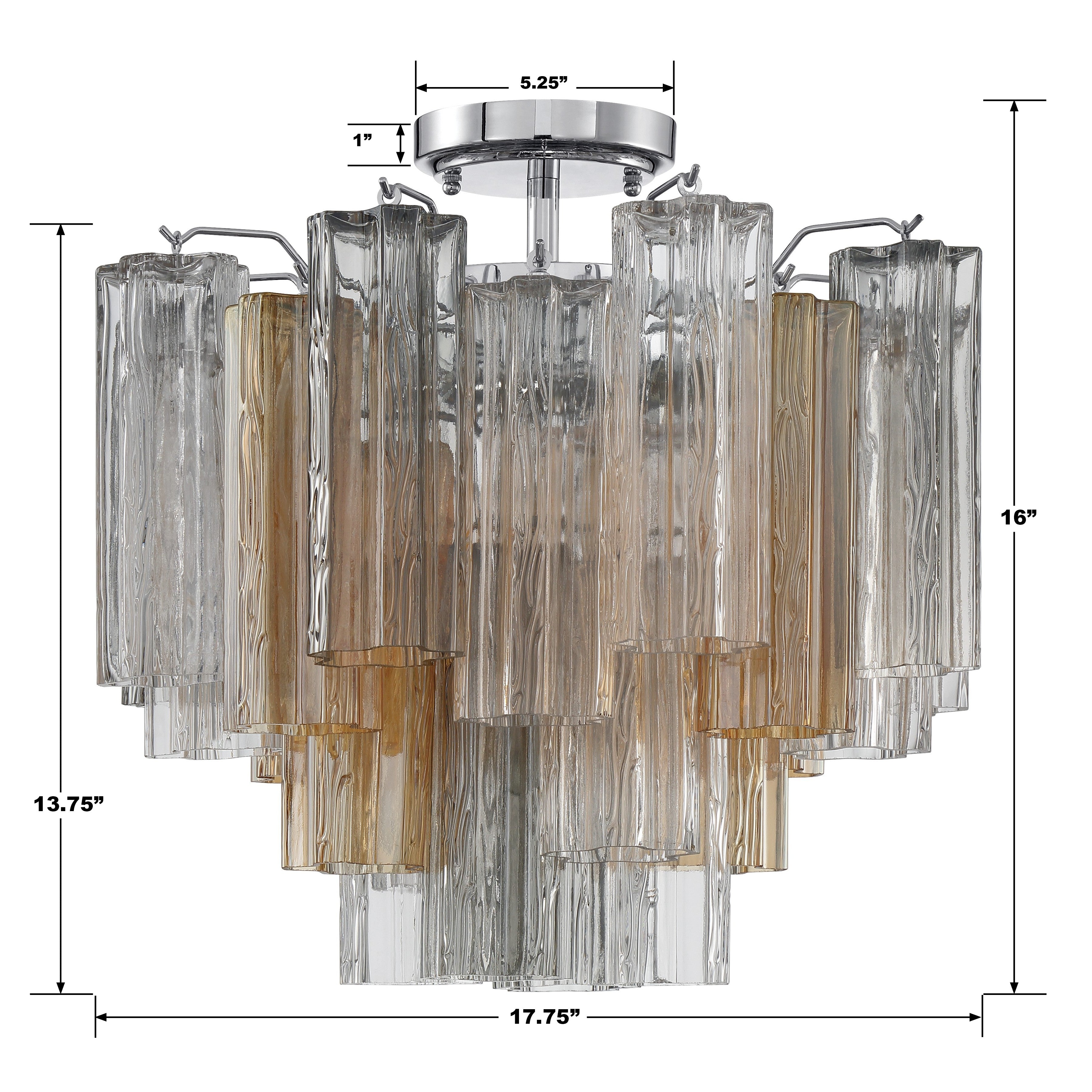 Crystorama Addis ADD-300-CH-AU_CEILING – 17.75 Inch – 4 Light – Semi Flush Mount Light – Polished Chrome – Dry Rated