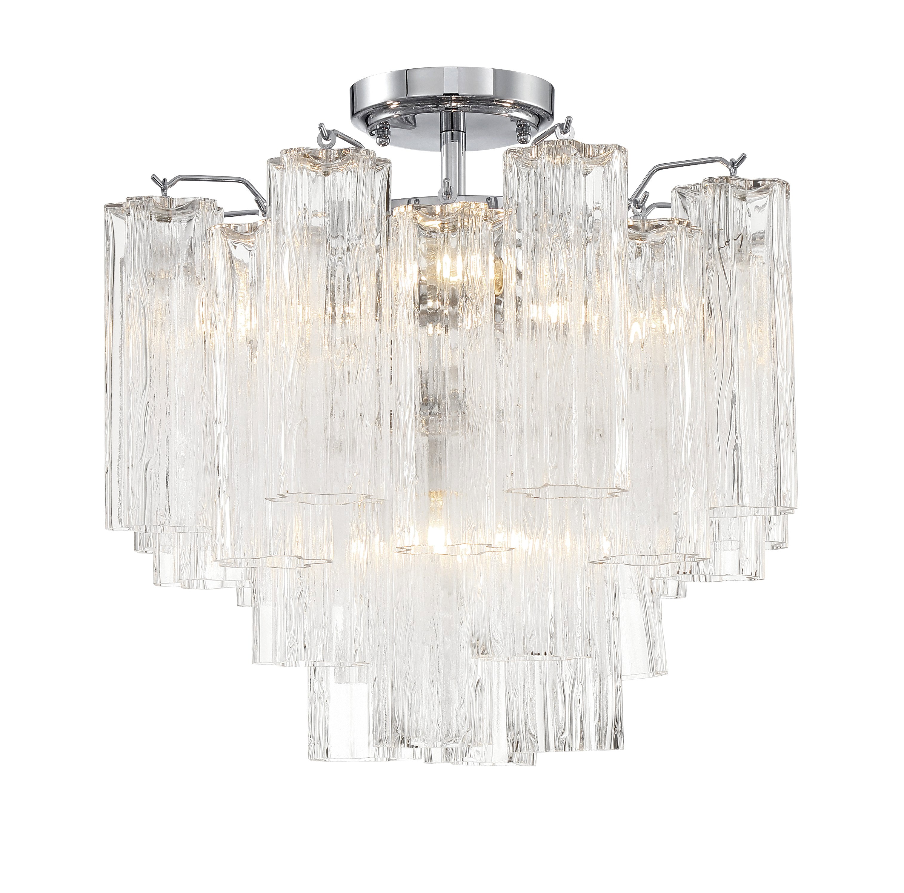 Crystorama Addis ADD-300-CH-CL_CEILING – 17.75 Inch – 4 Light – Semi Flush Mount Light – Polished Chrome – Dry Rated