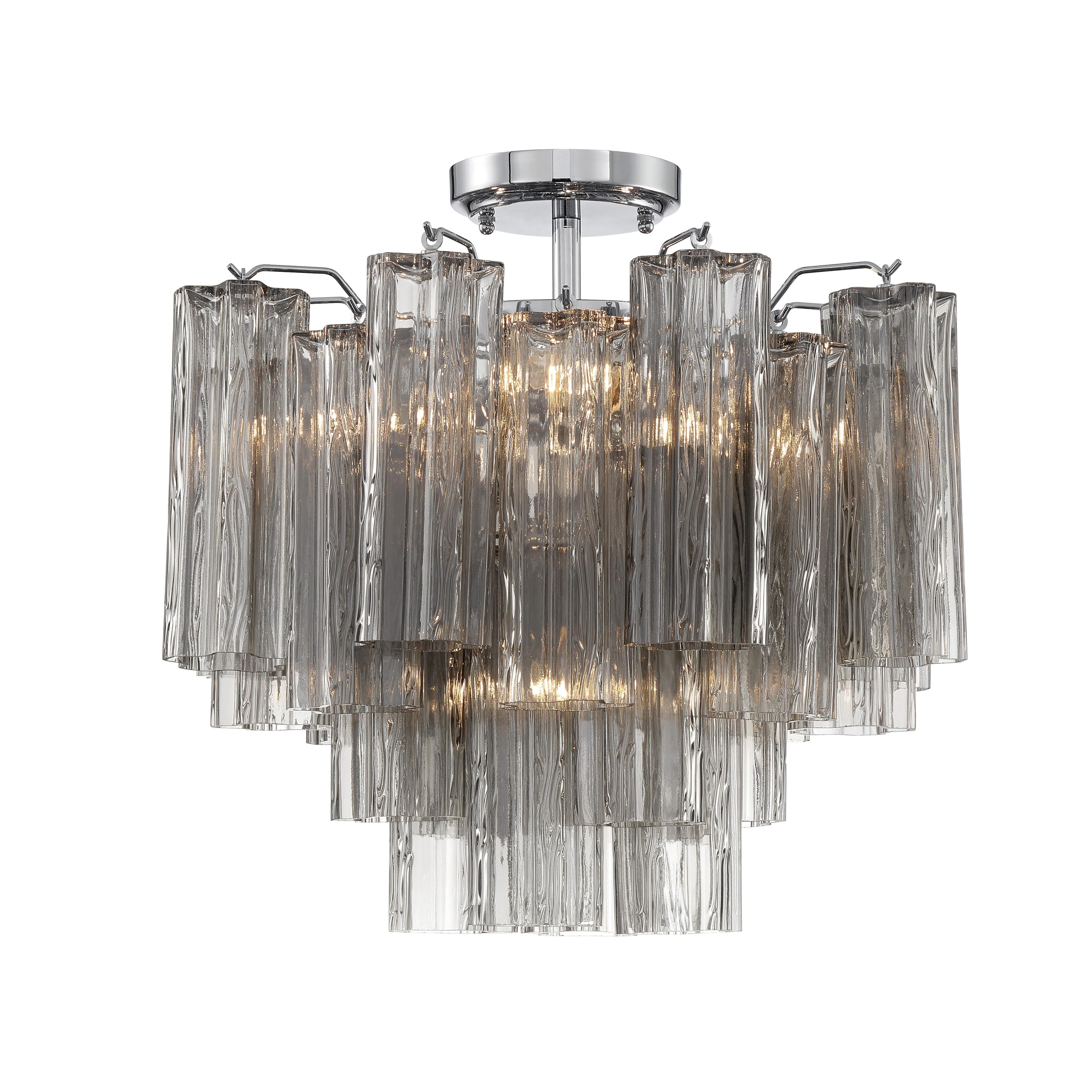 Crystorama Addis ADD-300-CH-SM_CEILING – 17.75 Inch – 4 Light – Semi Flush Mount Light – Polished Chrome – Dry Rated