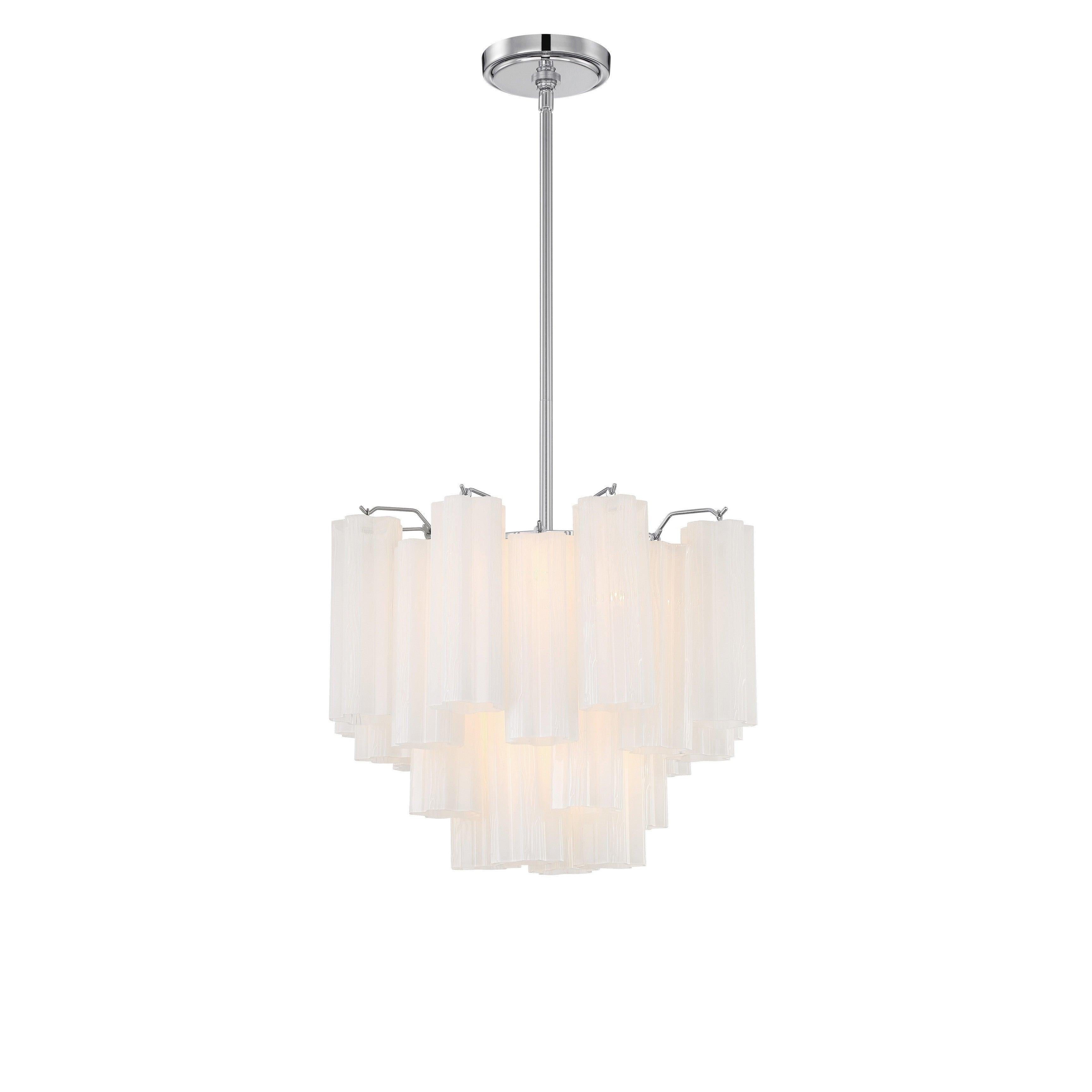 Crystorama Addis ADD-300-CH-WH – 17.75 Inch – 4 Light – Chandelier – Polished Chrome – Dry Rated