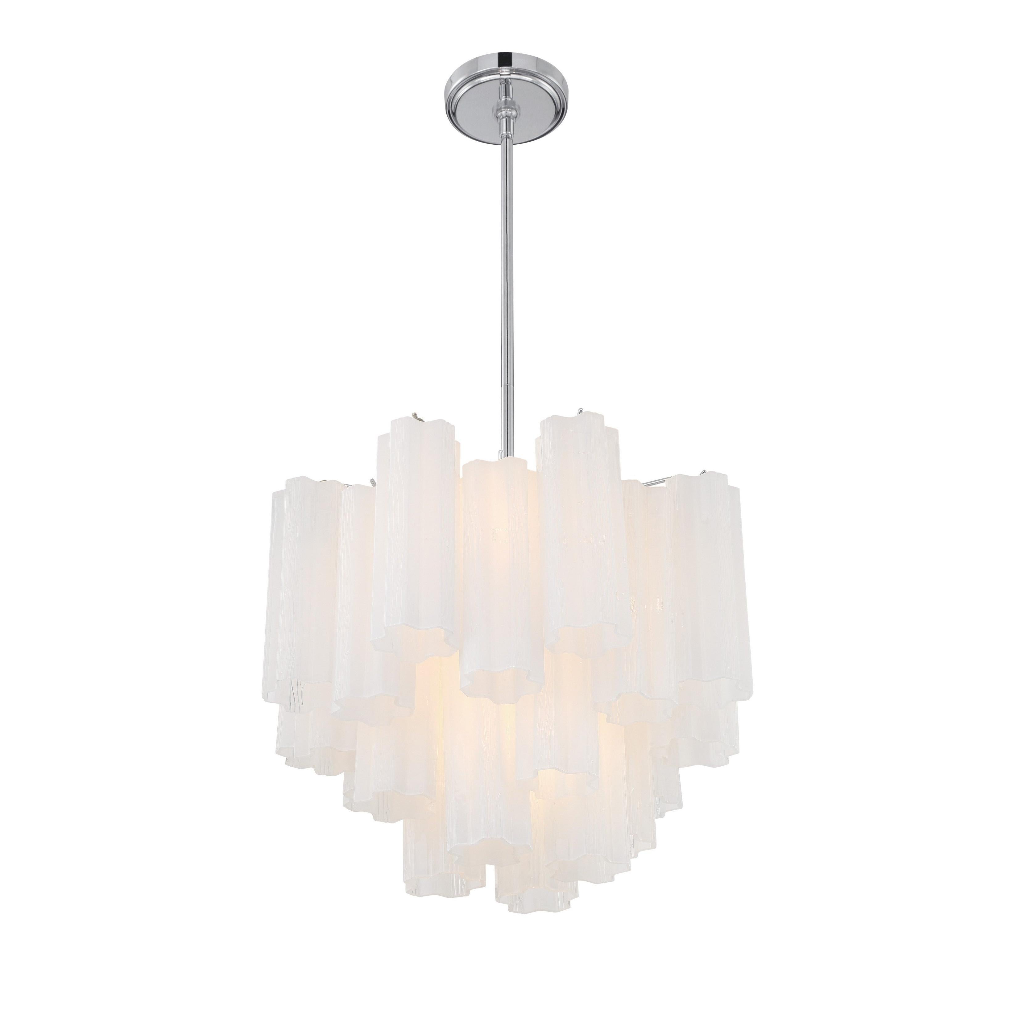 Crystorama Addis ADD-300-CH-WH – 17.75 Inch – 4 Light – Chandelier – Polished Chrome – Dry Rated