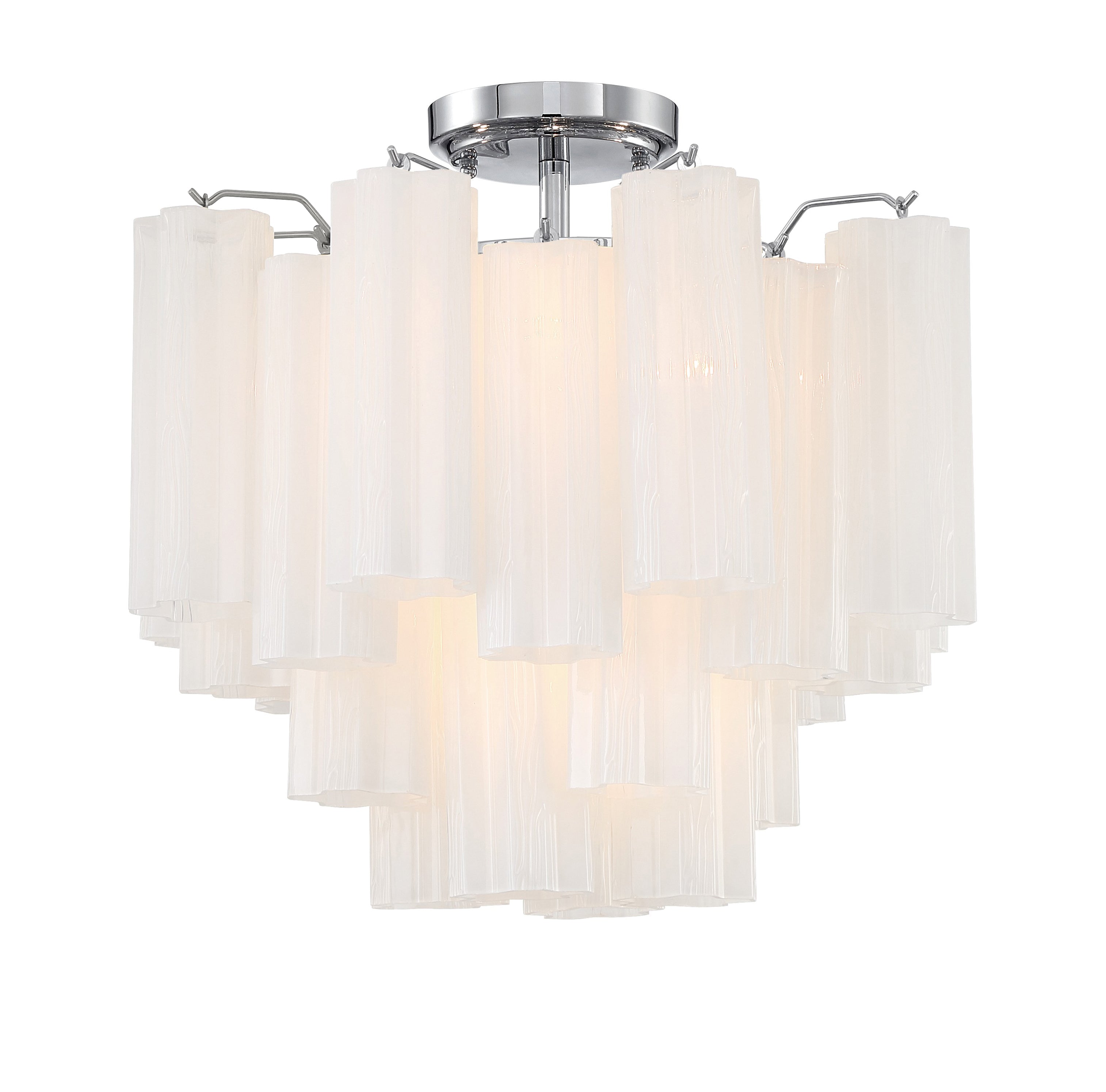 Crystorama Addis ADD-300-CH-WH_CEILING – 17.75 Inch – 4 Light – Semi Flush Mount Light – Polished Chrome – Dry Rated
