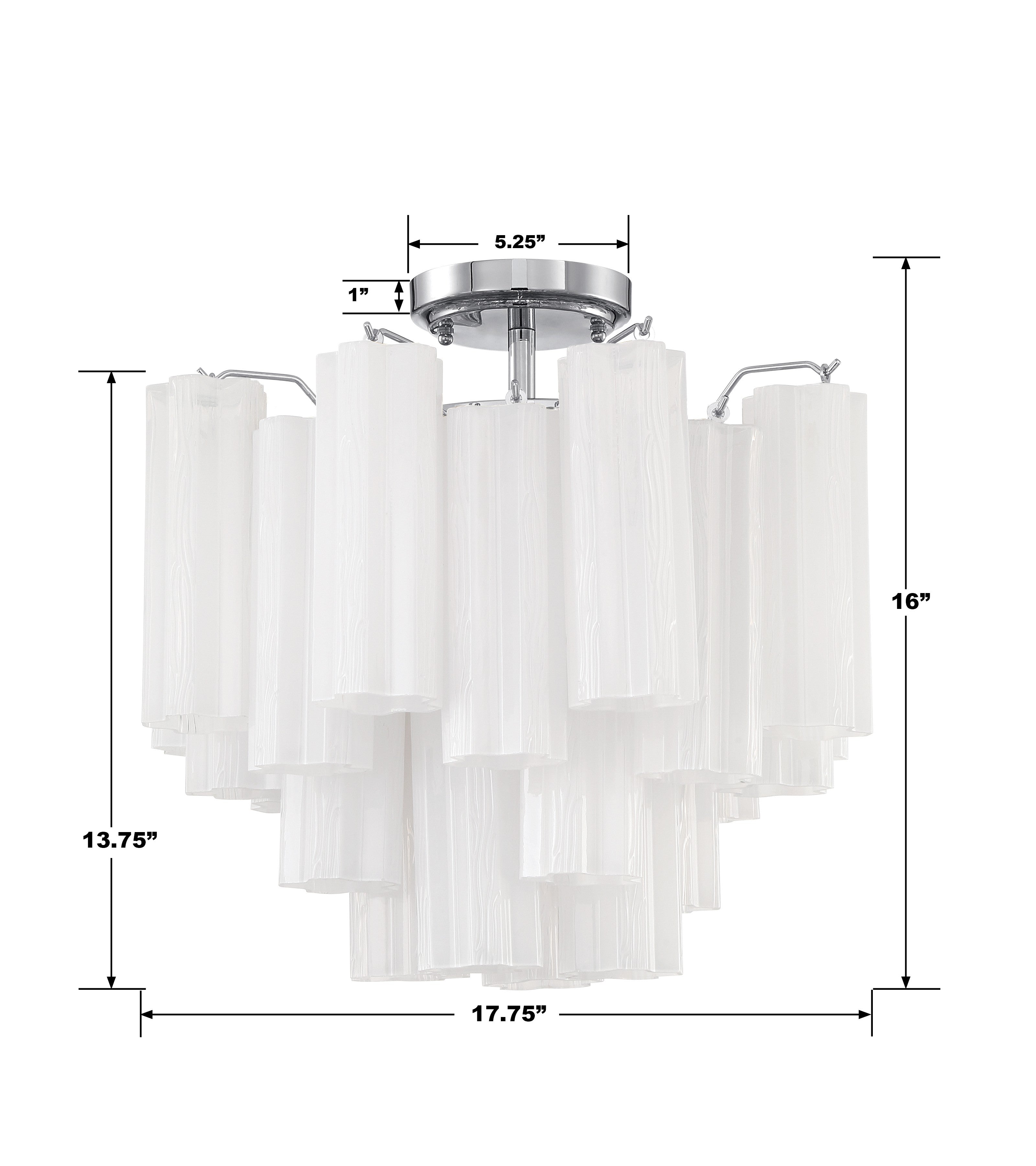 Crystorama Addis ADD-300-CH-WH_CEILING – 17.75 Inch – 4 Light – Semi Flush Mount Light – Polished Chrome – Dry Rated