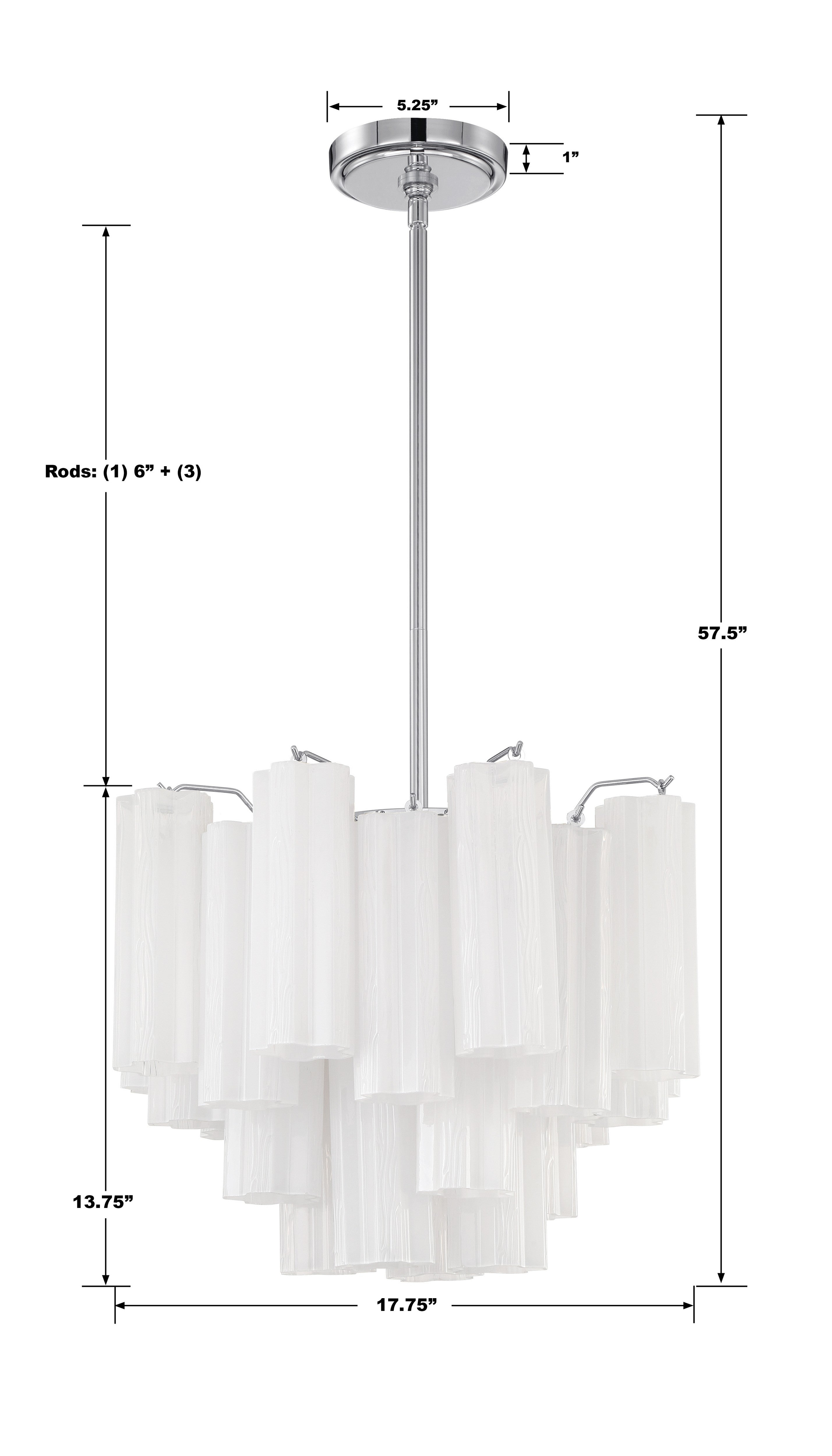 Crystorama Addis ADD-300-CH-WH – 17.75 Inch – 4 Light – Chandelier – Polished Chrome – Dry Rated