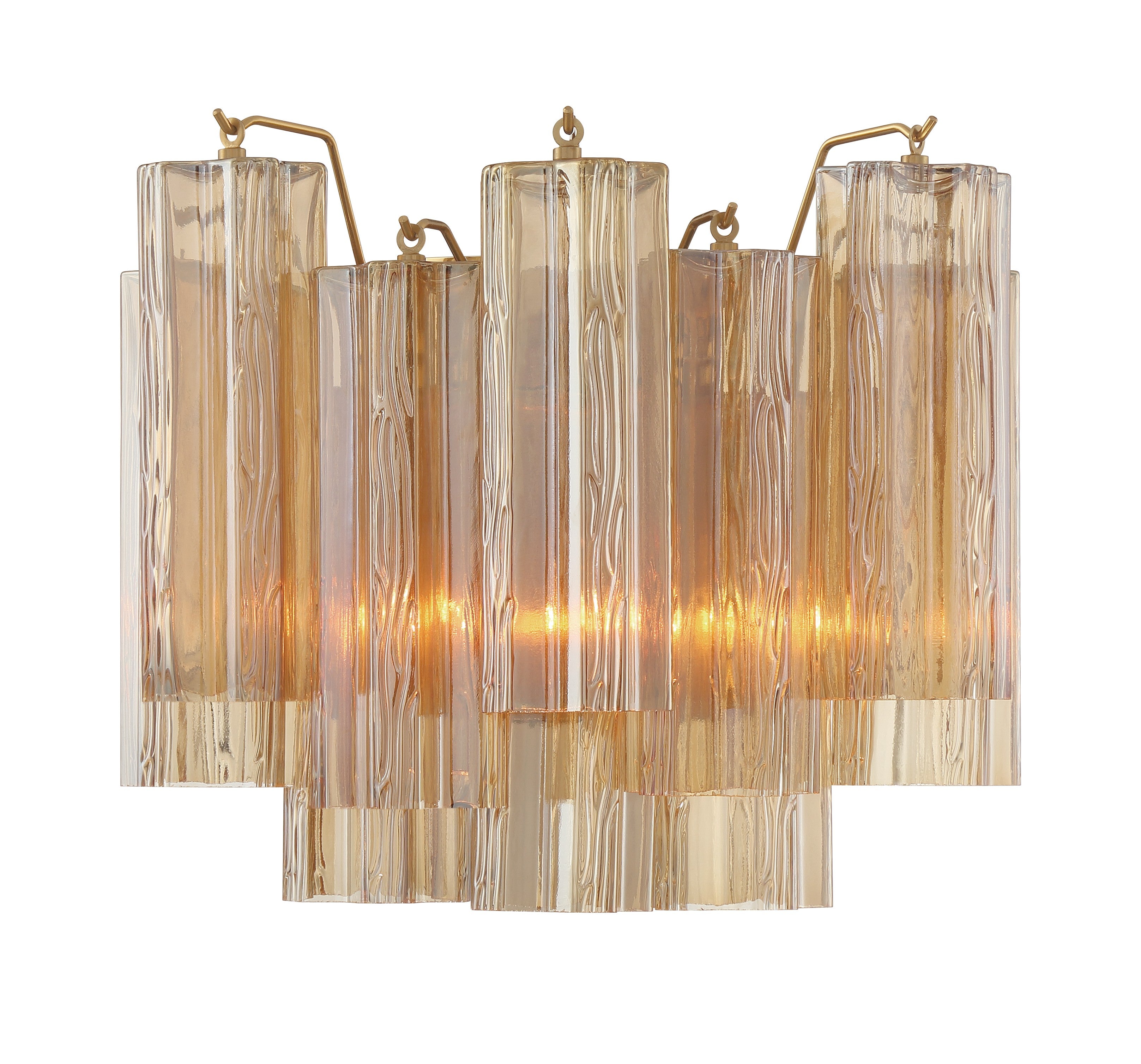 Crystorama Addis ADD-302-AG-AM – 14.5 Inch – 2 Light – Sconce – Aged Brass – Damp Rated
