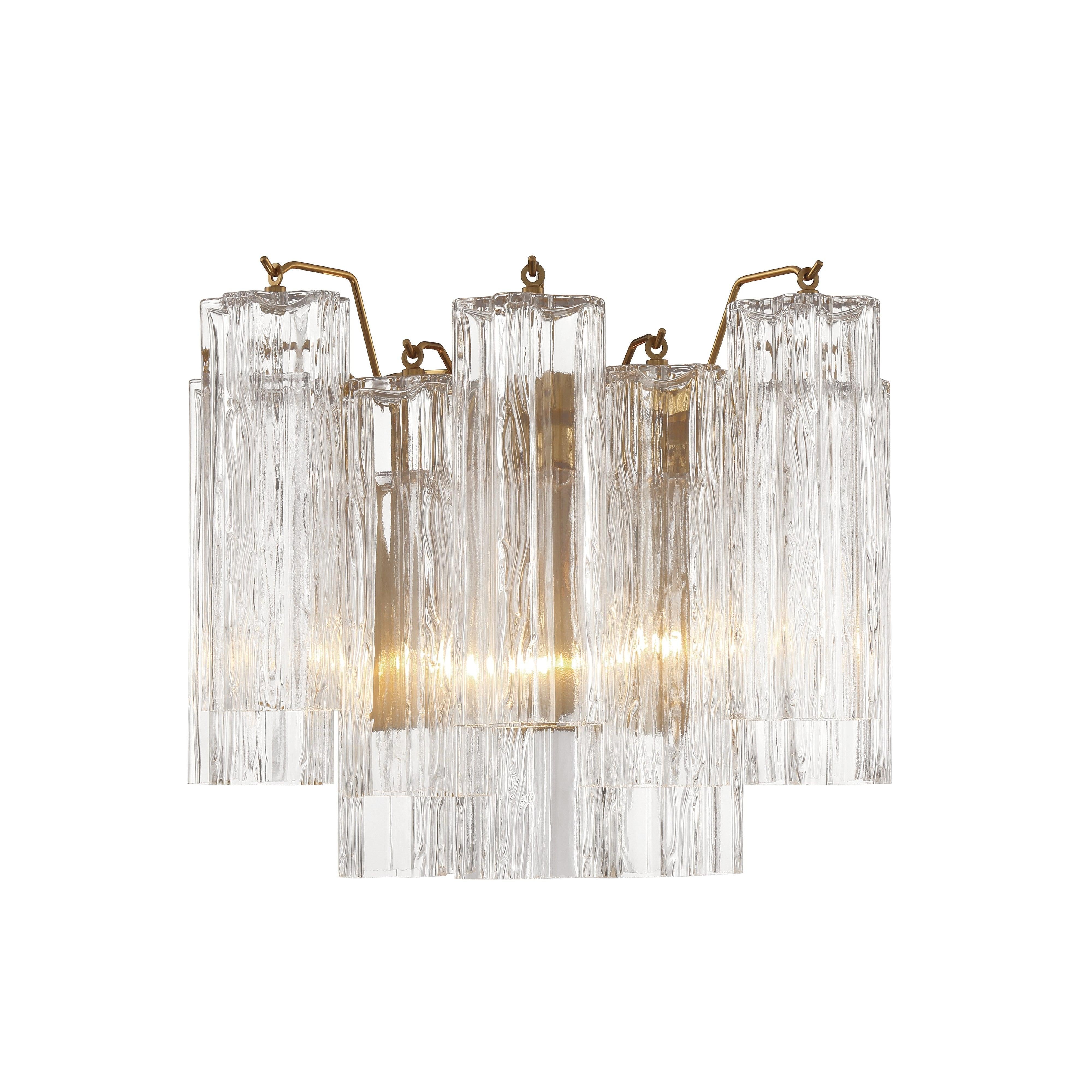 Crystorama Addis ADD-302-AG-CL – 14.5 Inch – 2 Light – Sconce – Aged Brass – Damp Rated